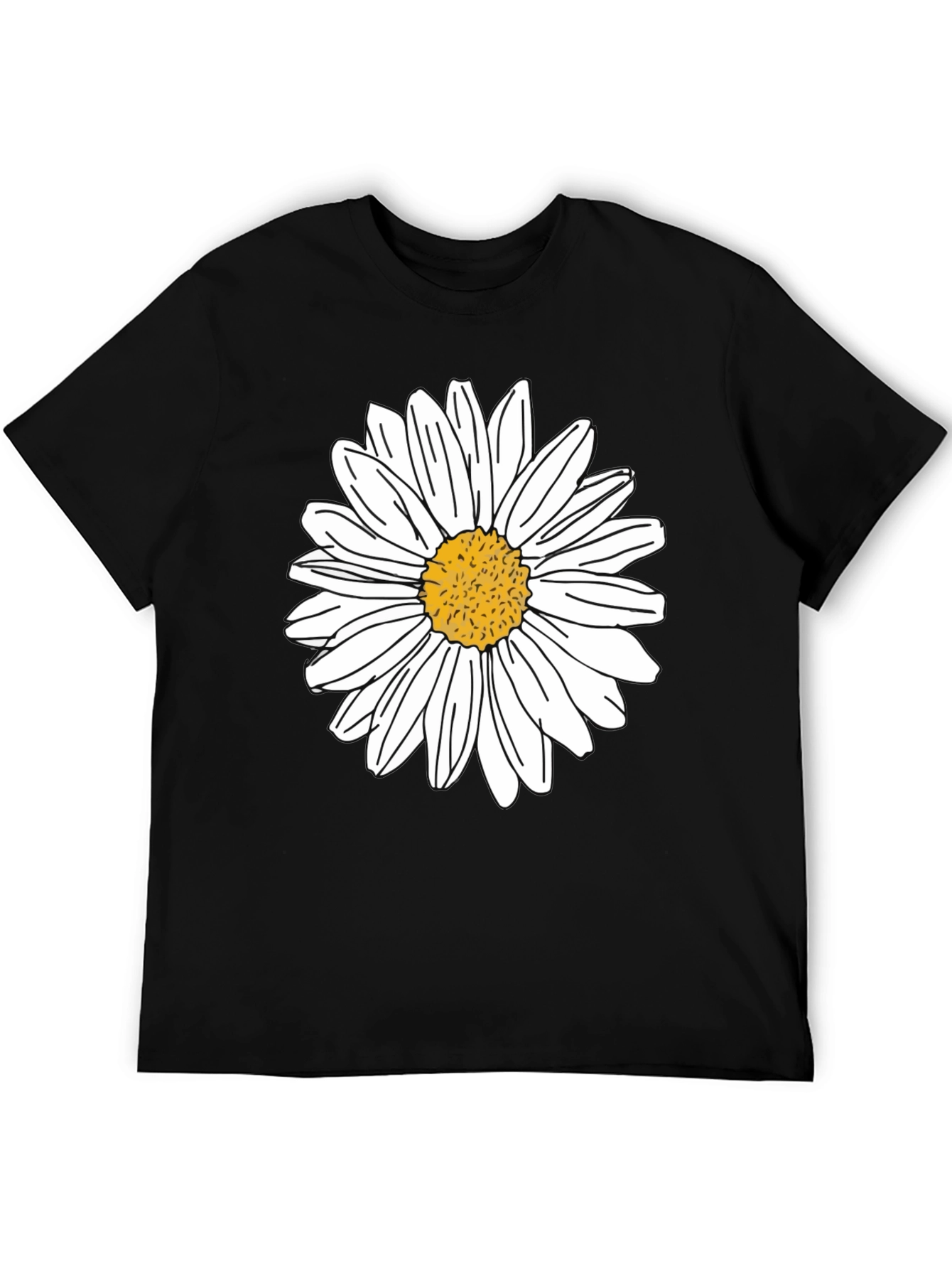 Daisy Graphic Tee - Black Cotton Casual Shirt