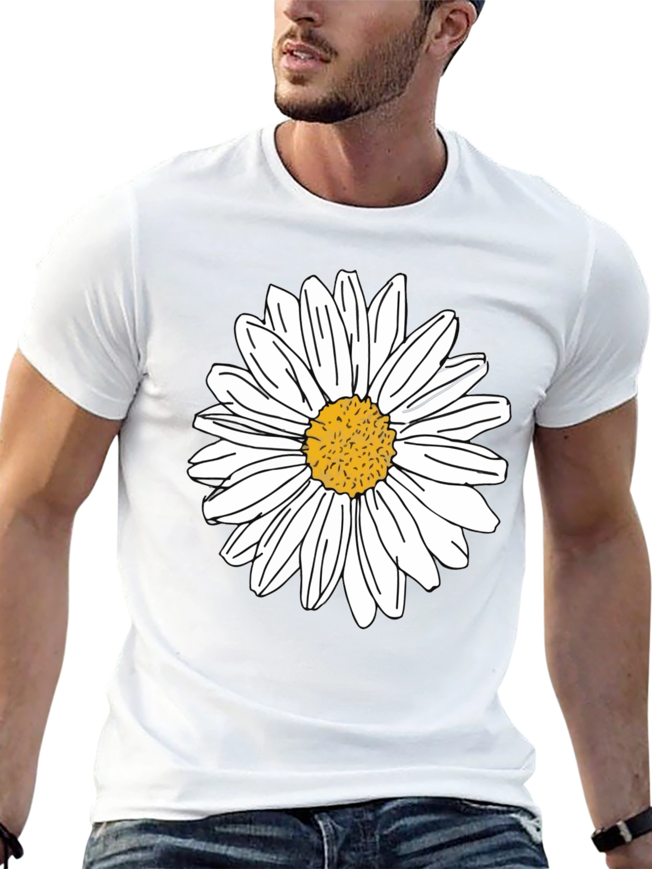 Daisy Graphic Tee - Black Cotton Casual Shirt