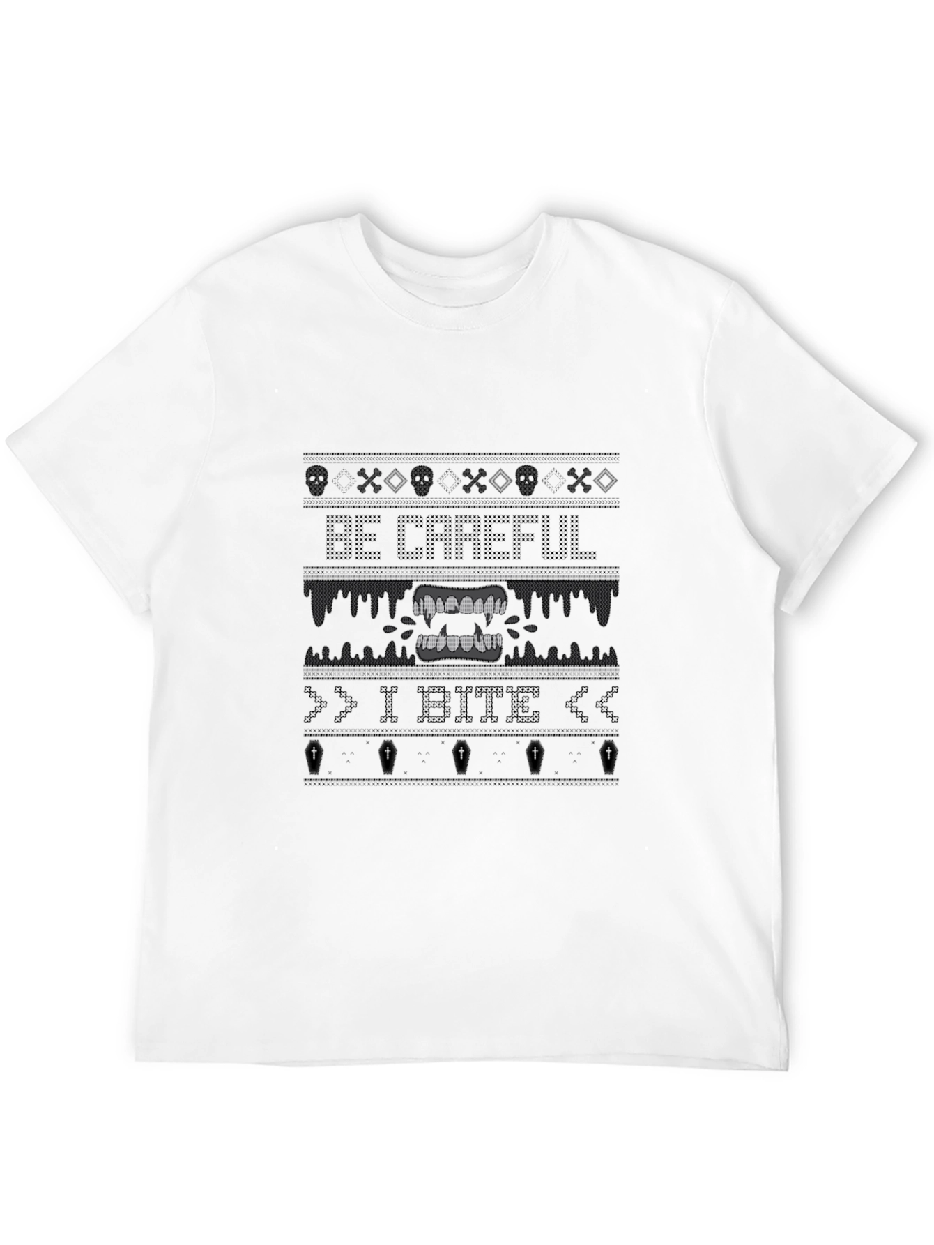 Be Careful I Bite Novelty Graphic Tee - Black