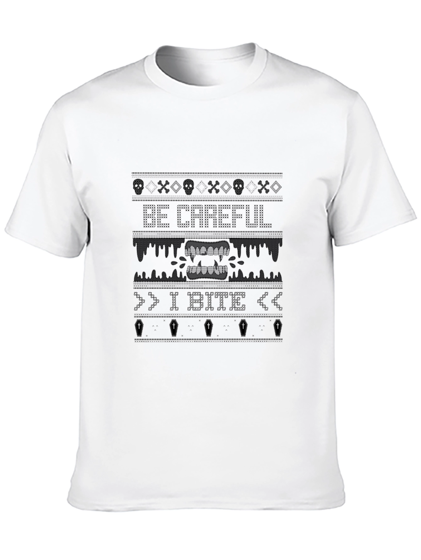Be Careful I Bite Novelty Graphic Tee - Black