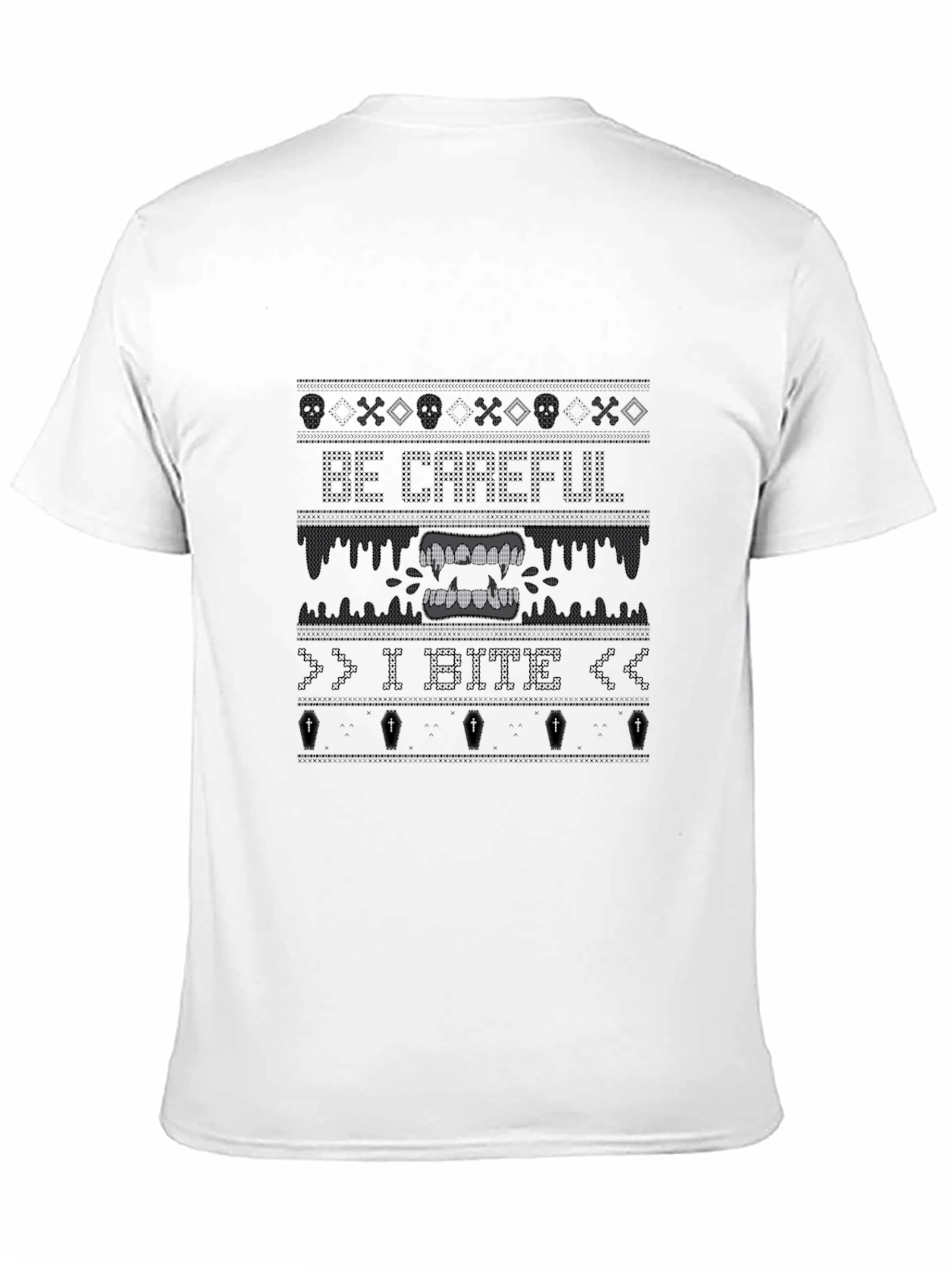 Be Careful I Bite Novelty Graphic Tee - Black