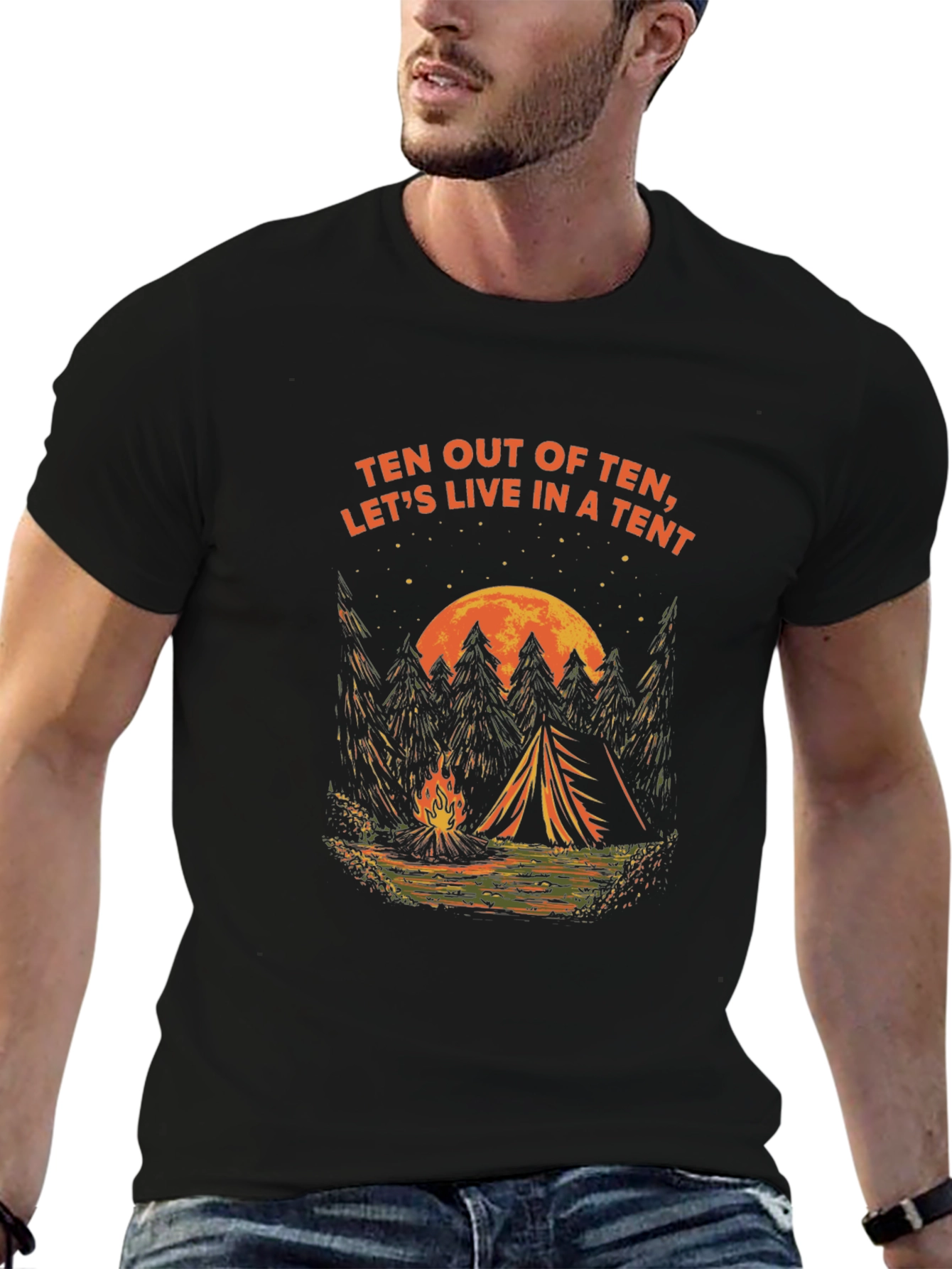 Camping Tent T-Shirt - Live in a Tent