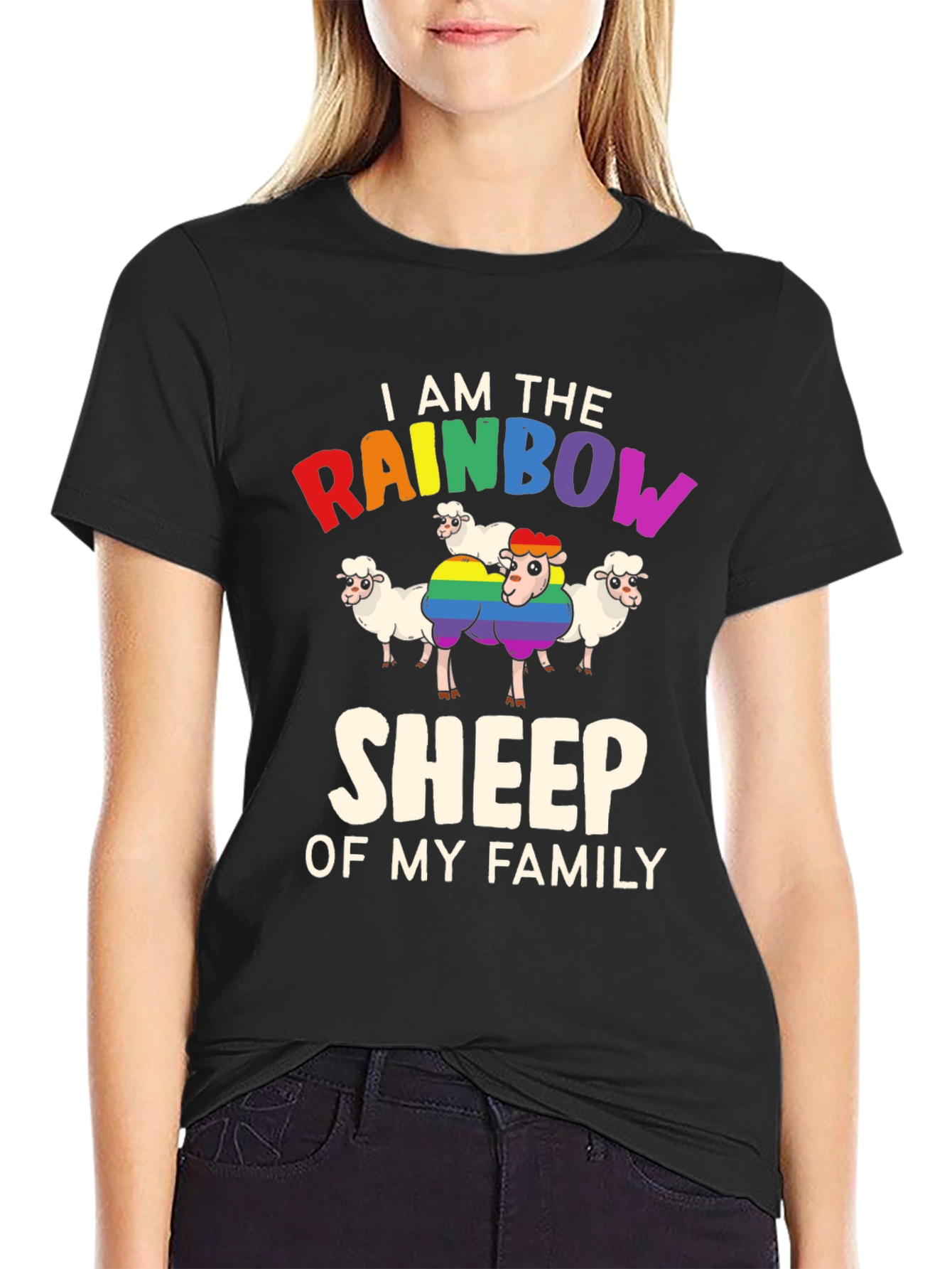 Rainbow Sheep Family T-Shirt