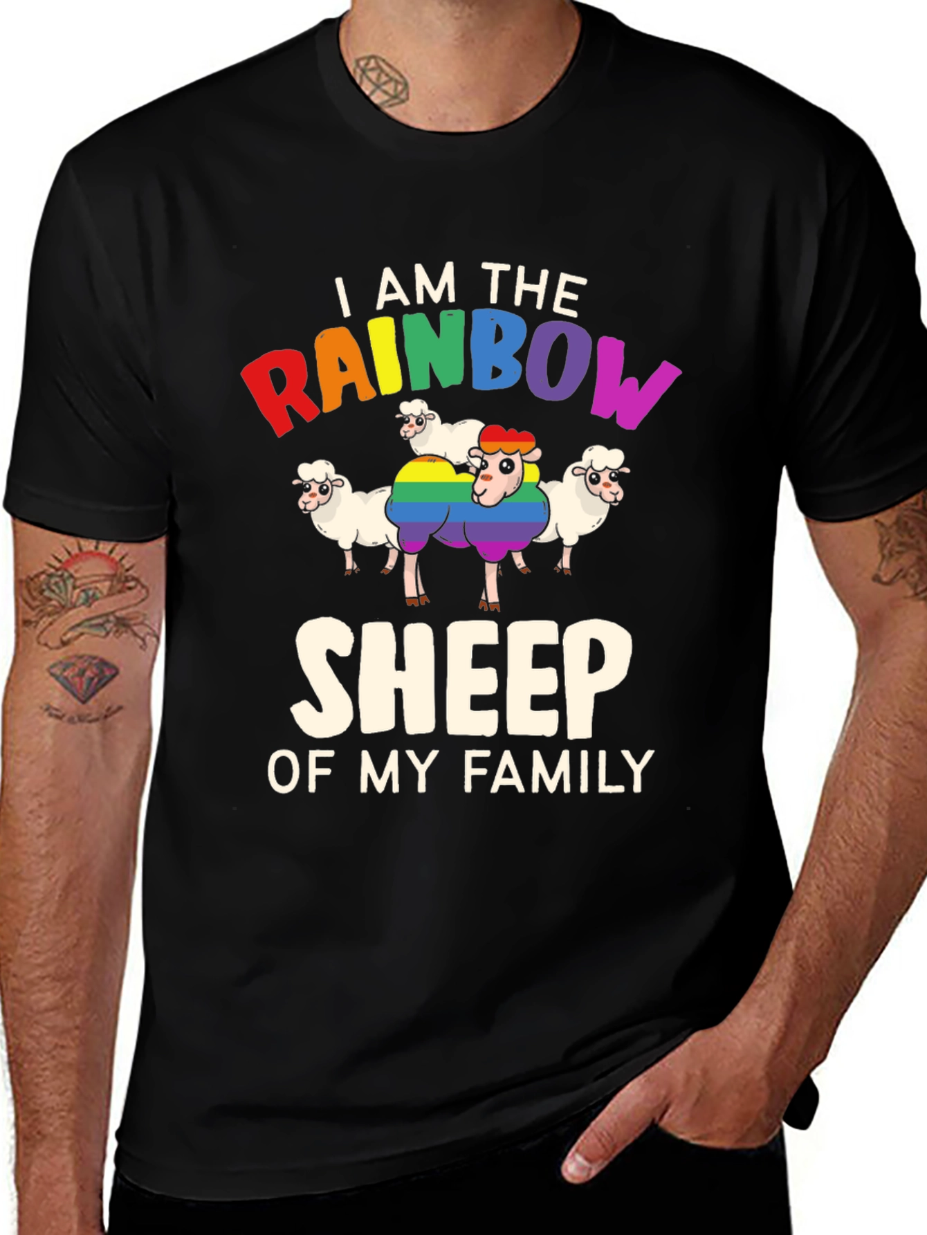 Rainbow Sheep Family T-Shirt