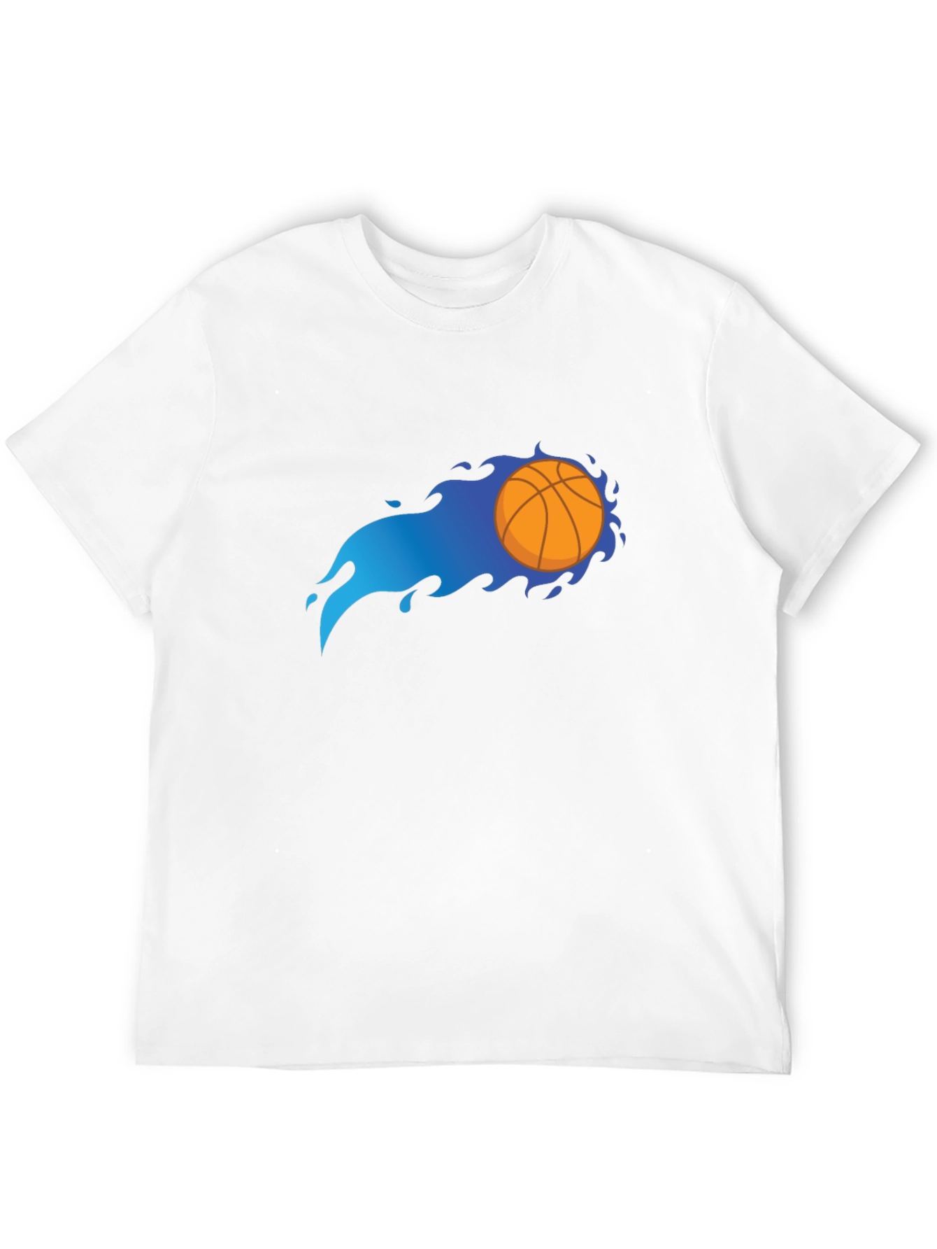 Flaming Basketball Graphic Black T-Shirt