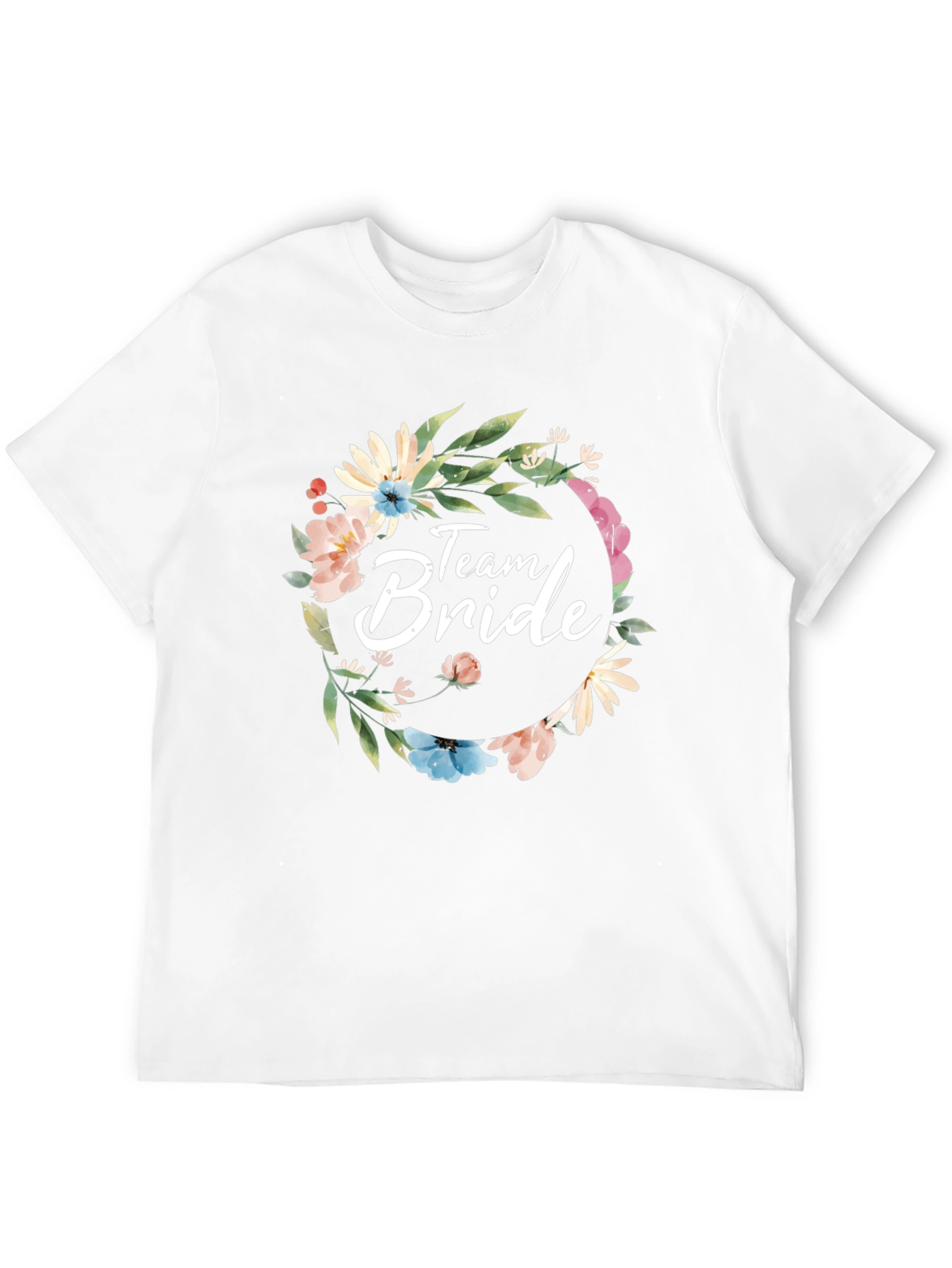 Team Bride Floral Wreath Black T-Shirt
