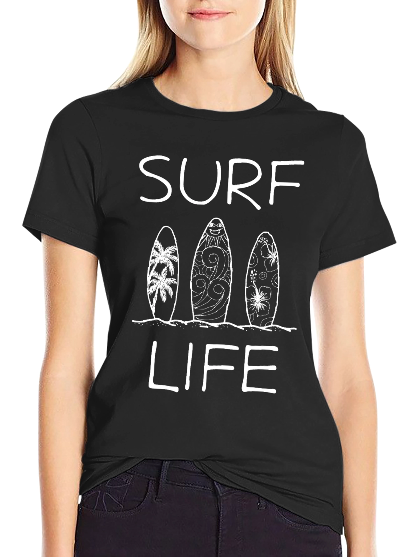 Surf Life Graphic T-Shirt Black Cotton Tee