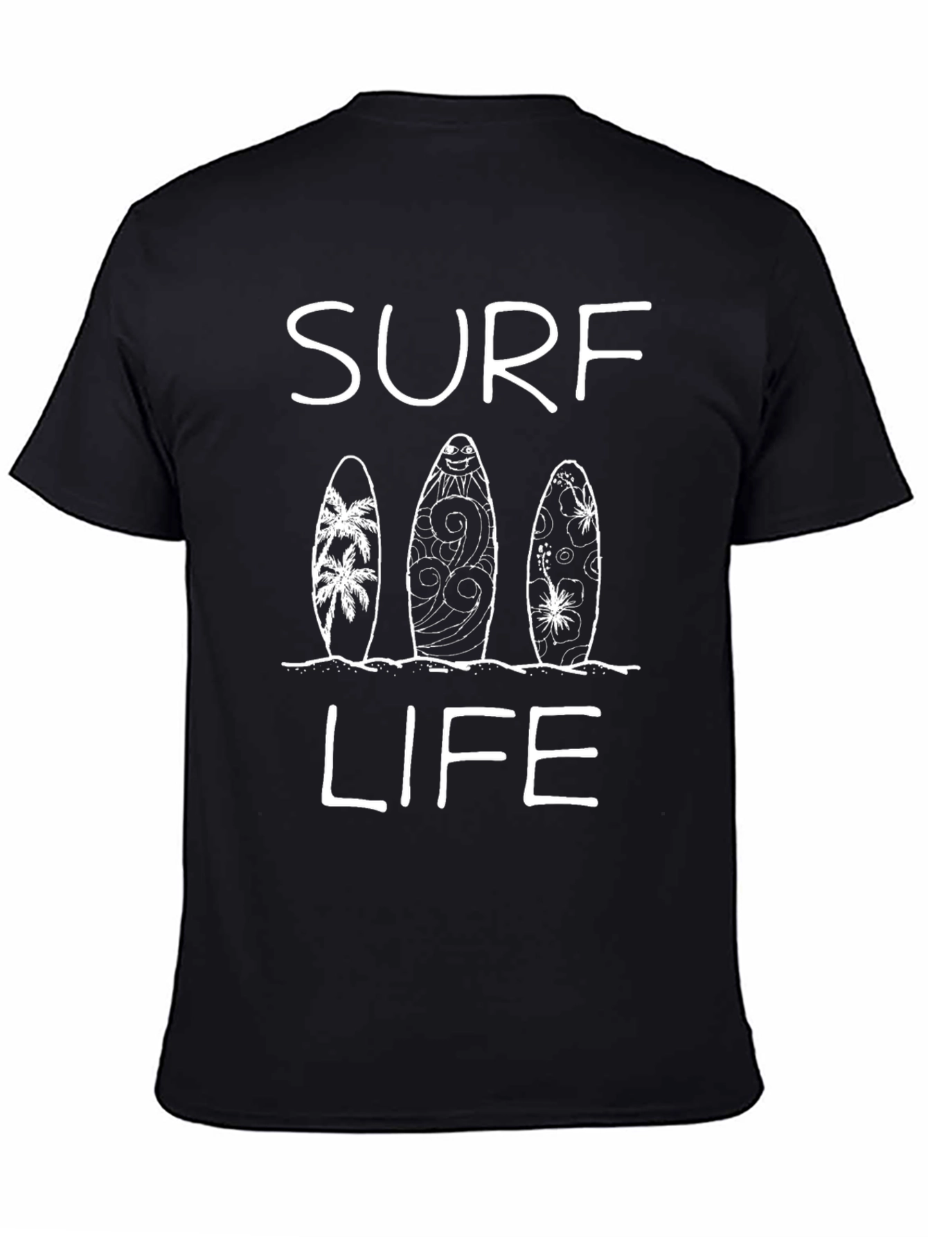 Surf Life Graphic T-Shirt Black Cotton Tee