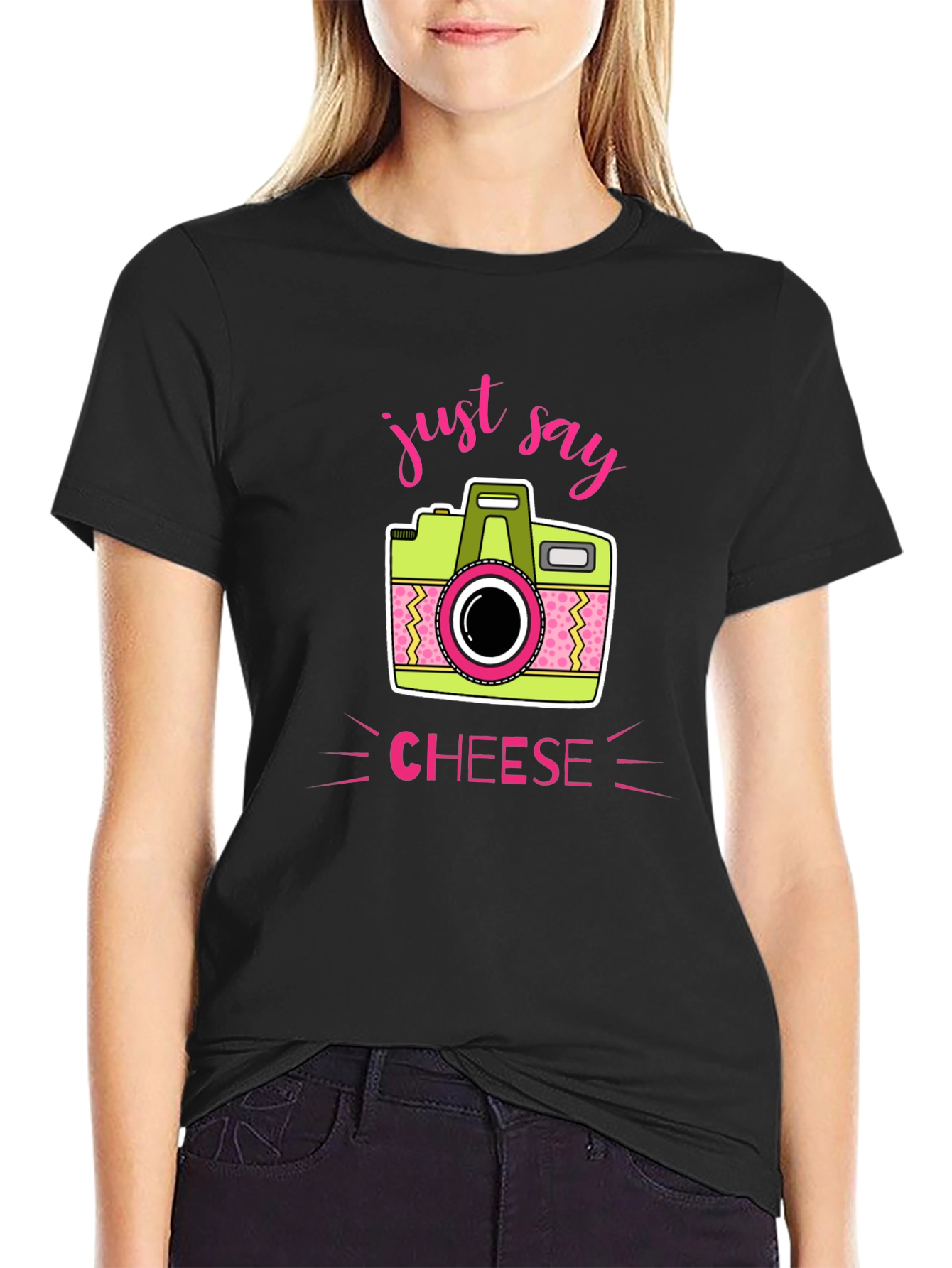 Just Say Cheese Camera Graphic T-Shirt