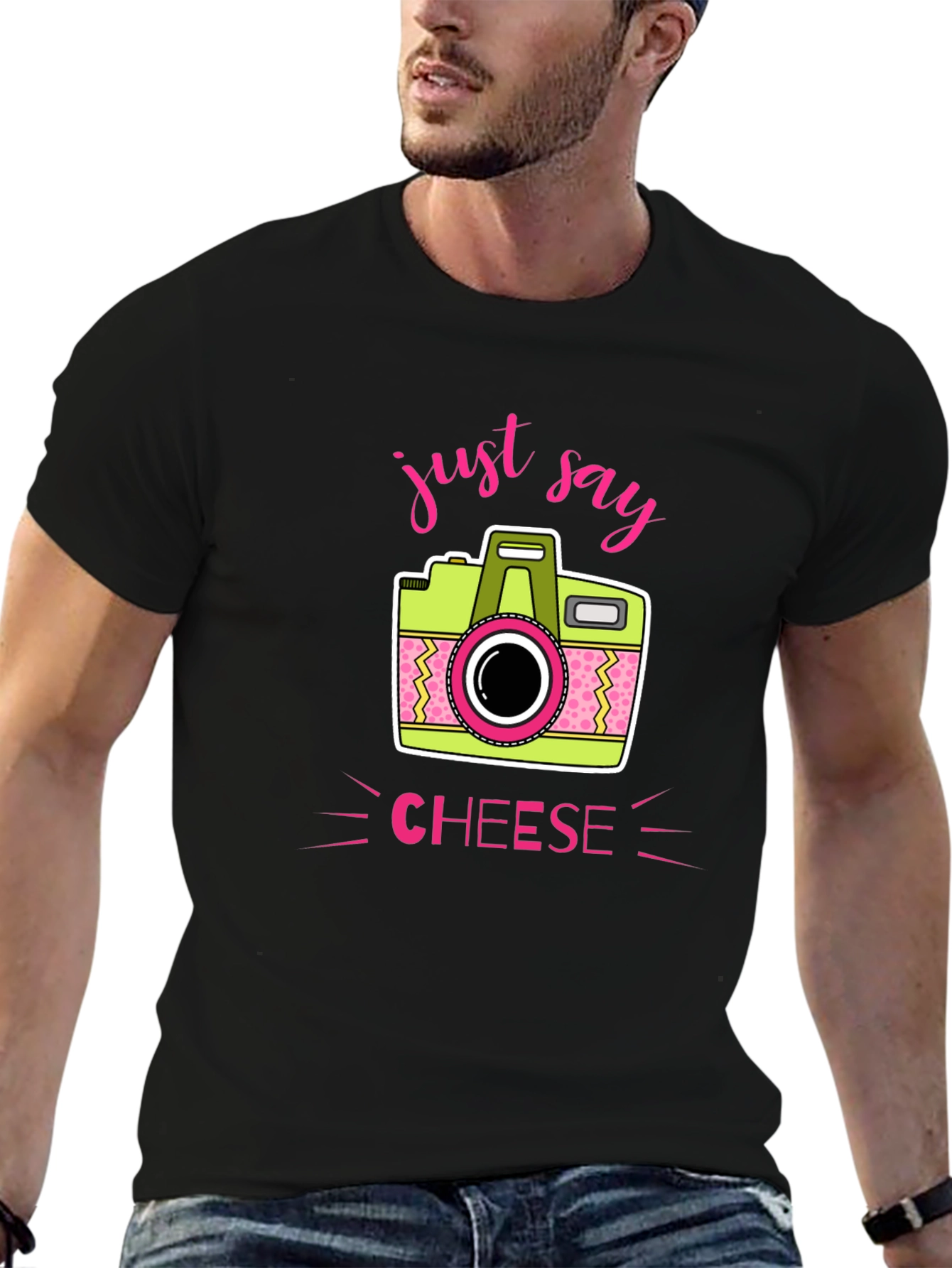 Just Say Cheese Camera Graphic T-Shirt