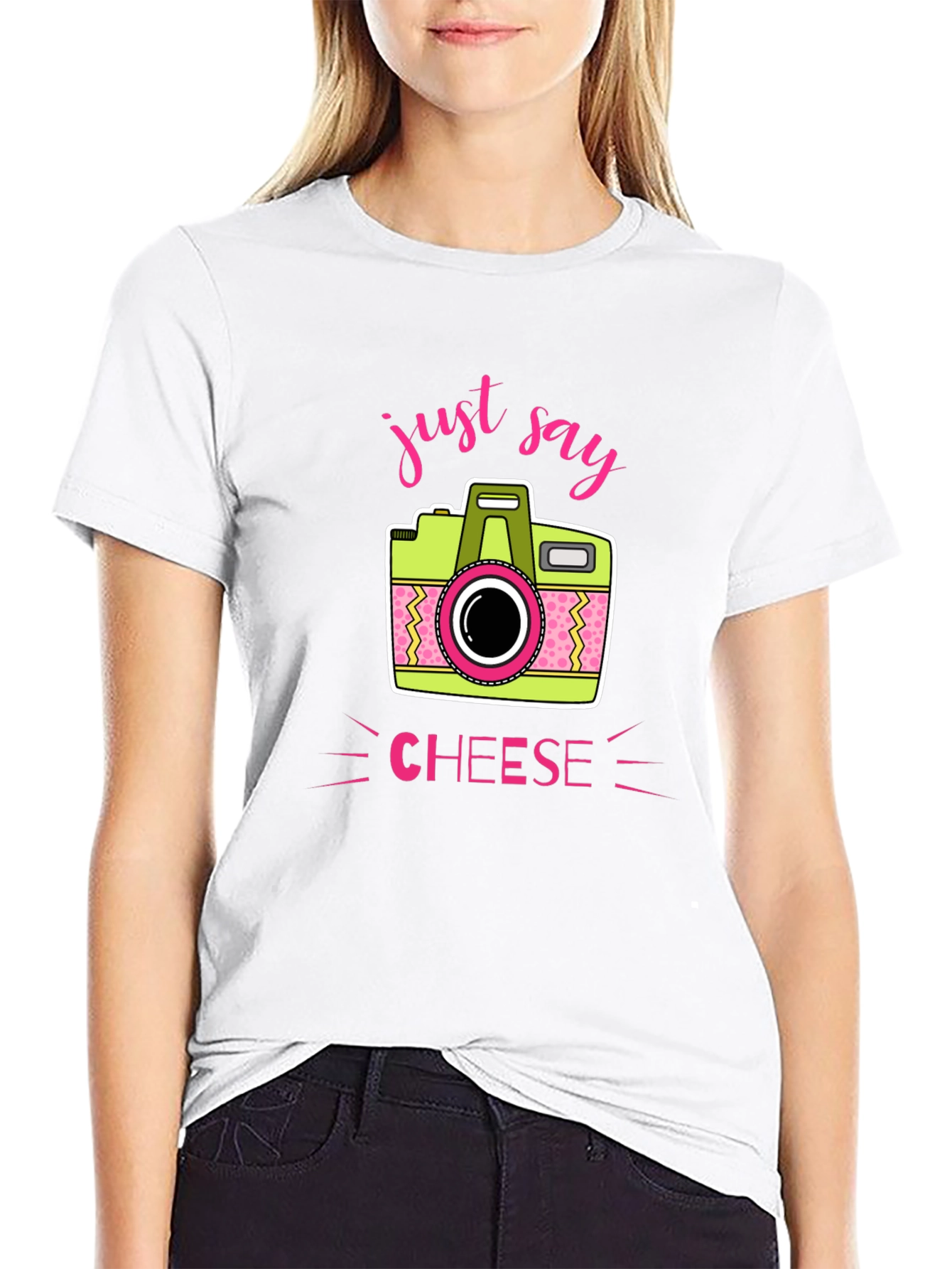 Just Say Cheese Camera Graphic T-Shirt