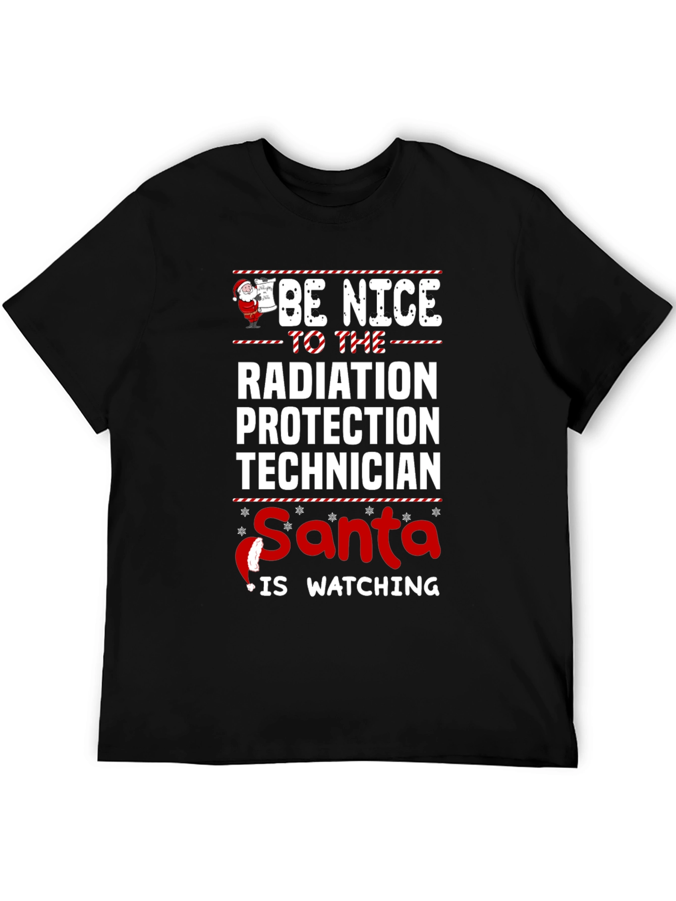 Funny Radiation Protection Technician Santa Watching Christmas T-Shirt