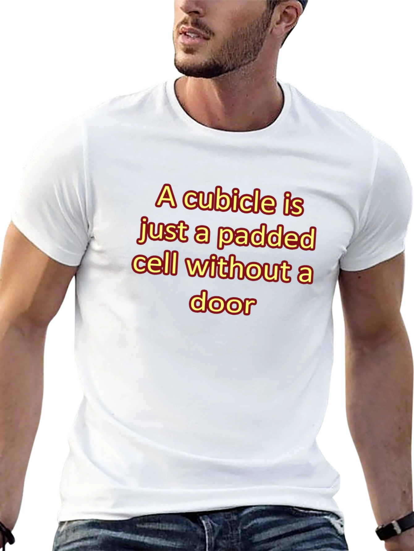 Cubicle Padded Cell Humor Graphic T-Shirt