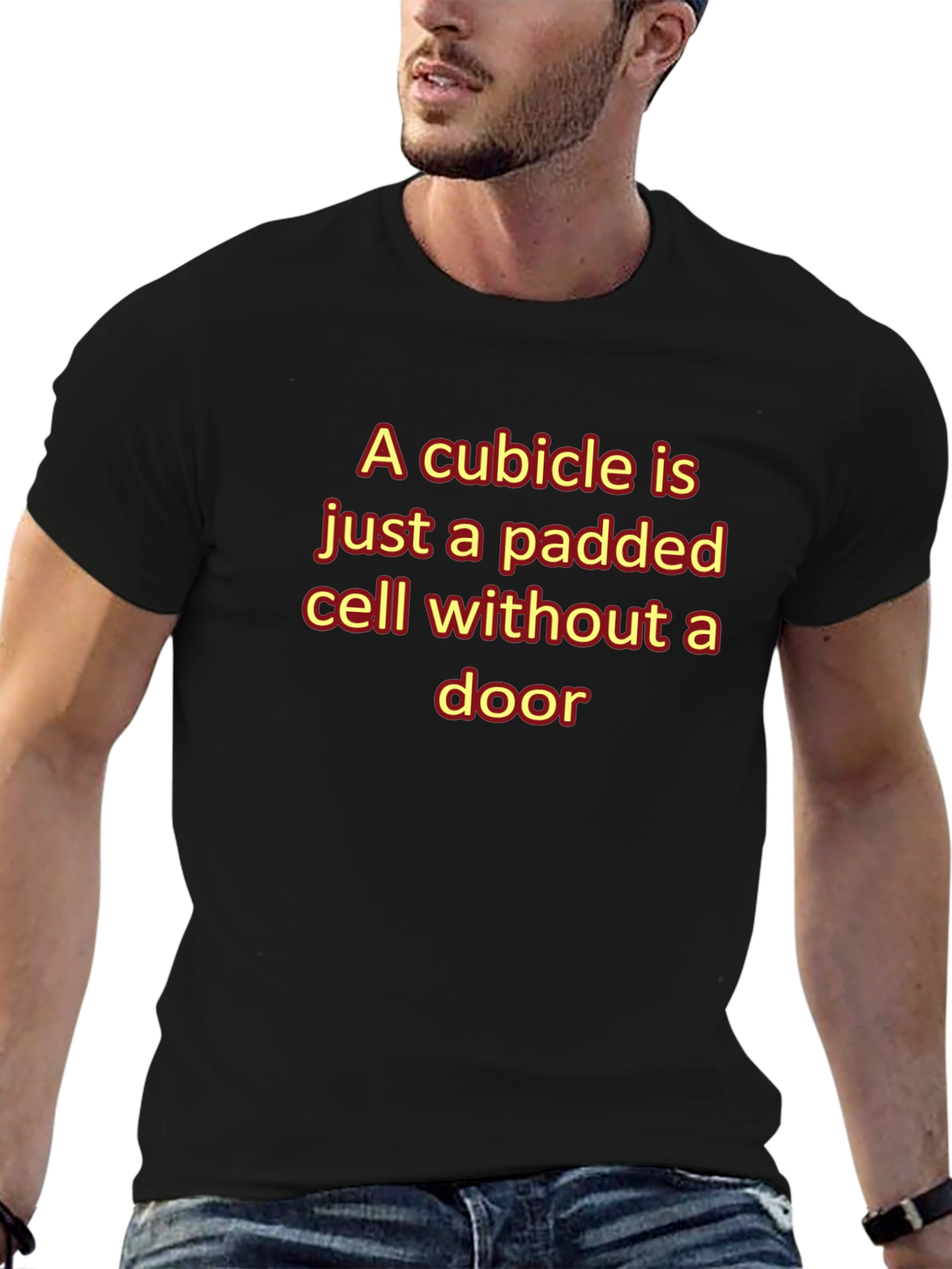 Cubicle Padded Cell Humor Graphic T-Shirt