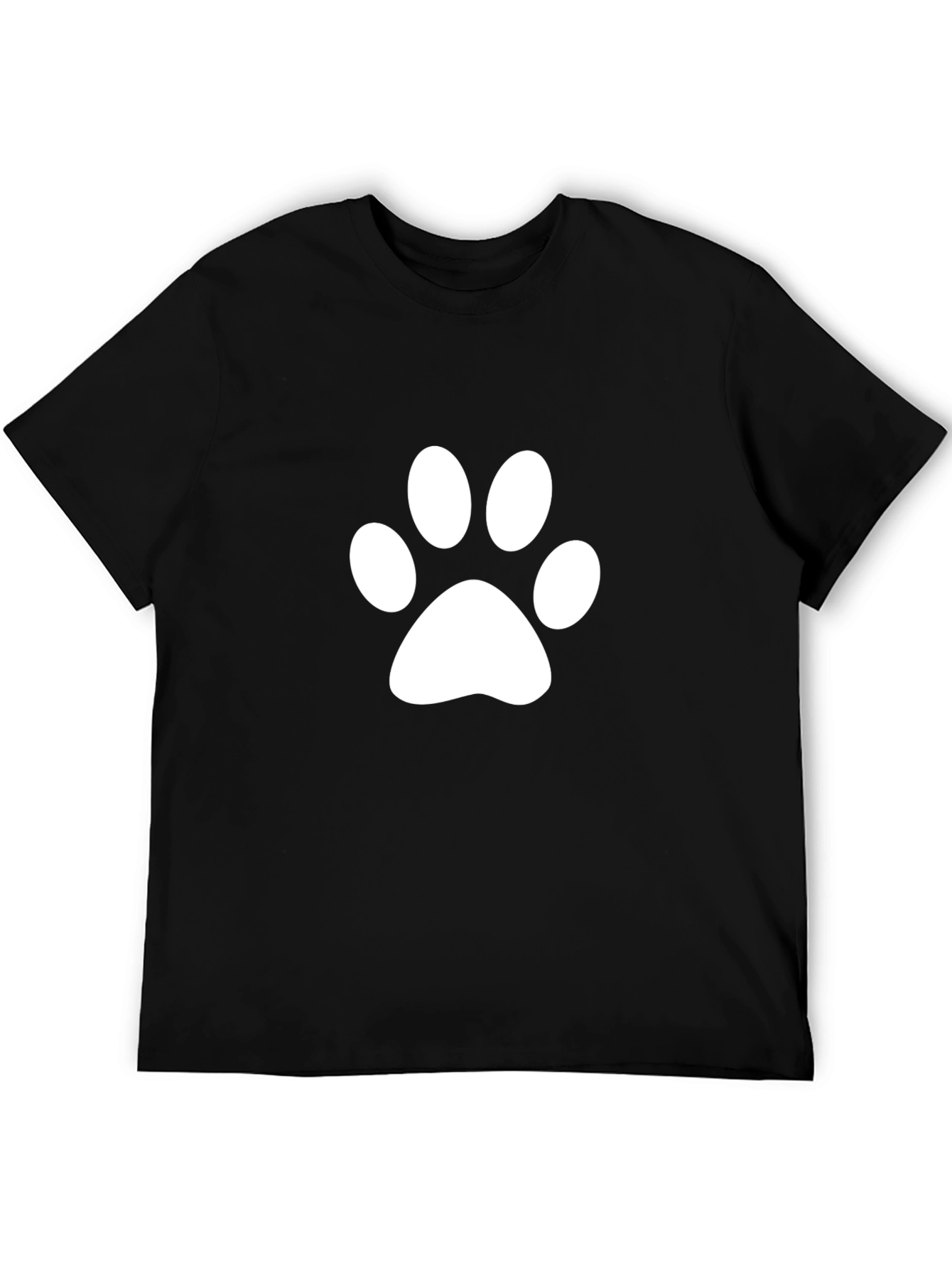 Paw Print T-Shirt - Casual Black Tee