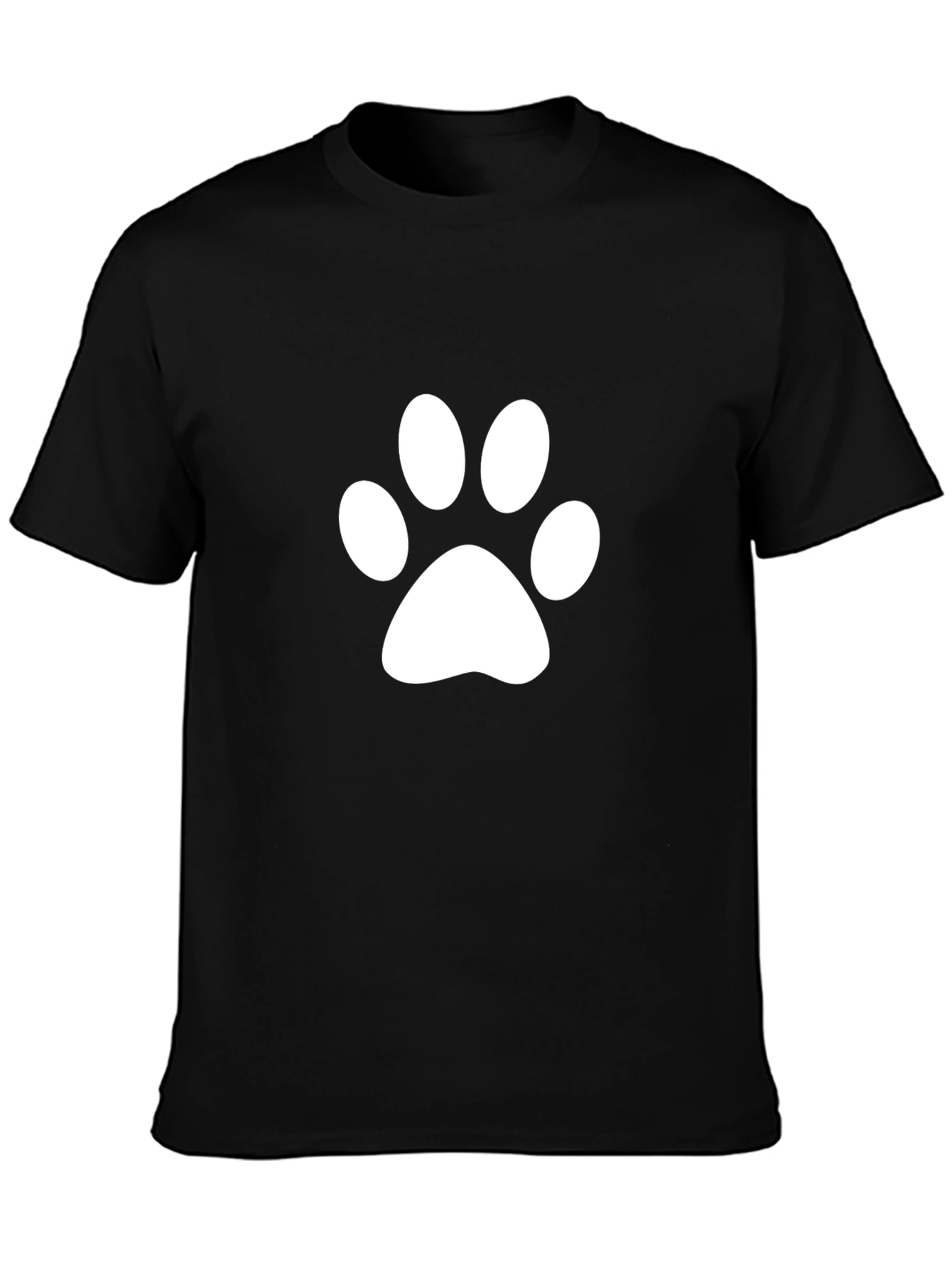 Paw Print T-Shirt - Casual Black Tee