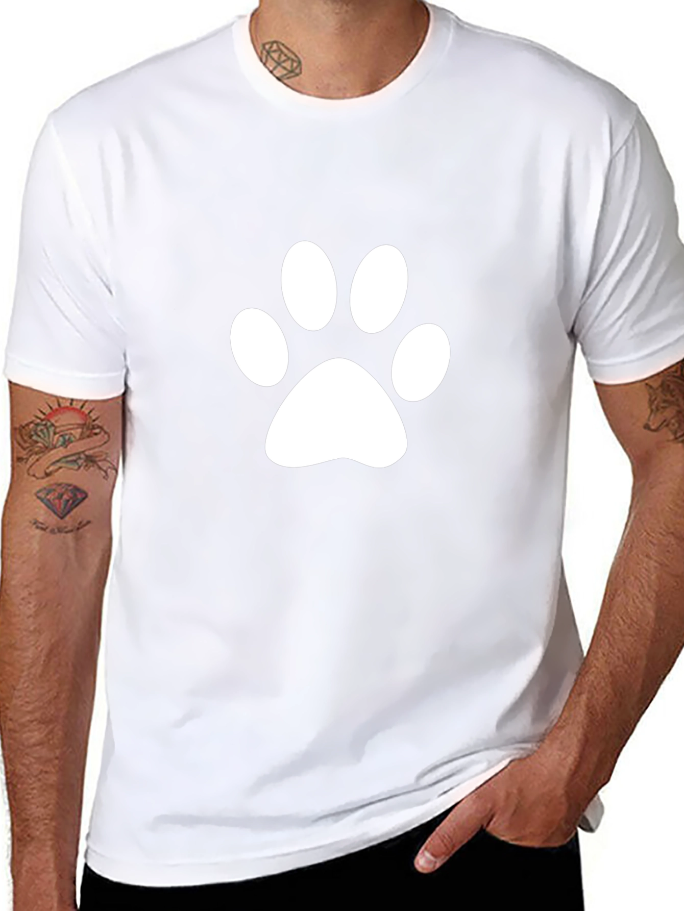 Paw Print T-Shirt - Casual Black Tee
