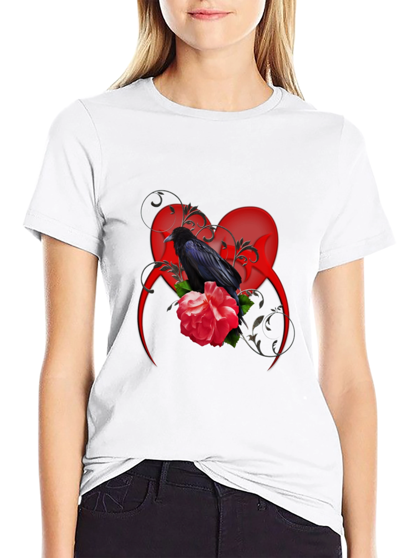 Raven & Rose Graphic Tee - Gothic Style Shirt