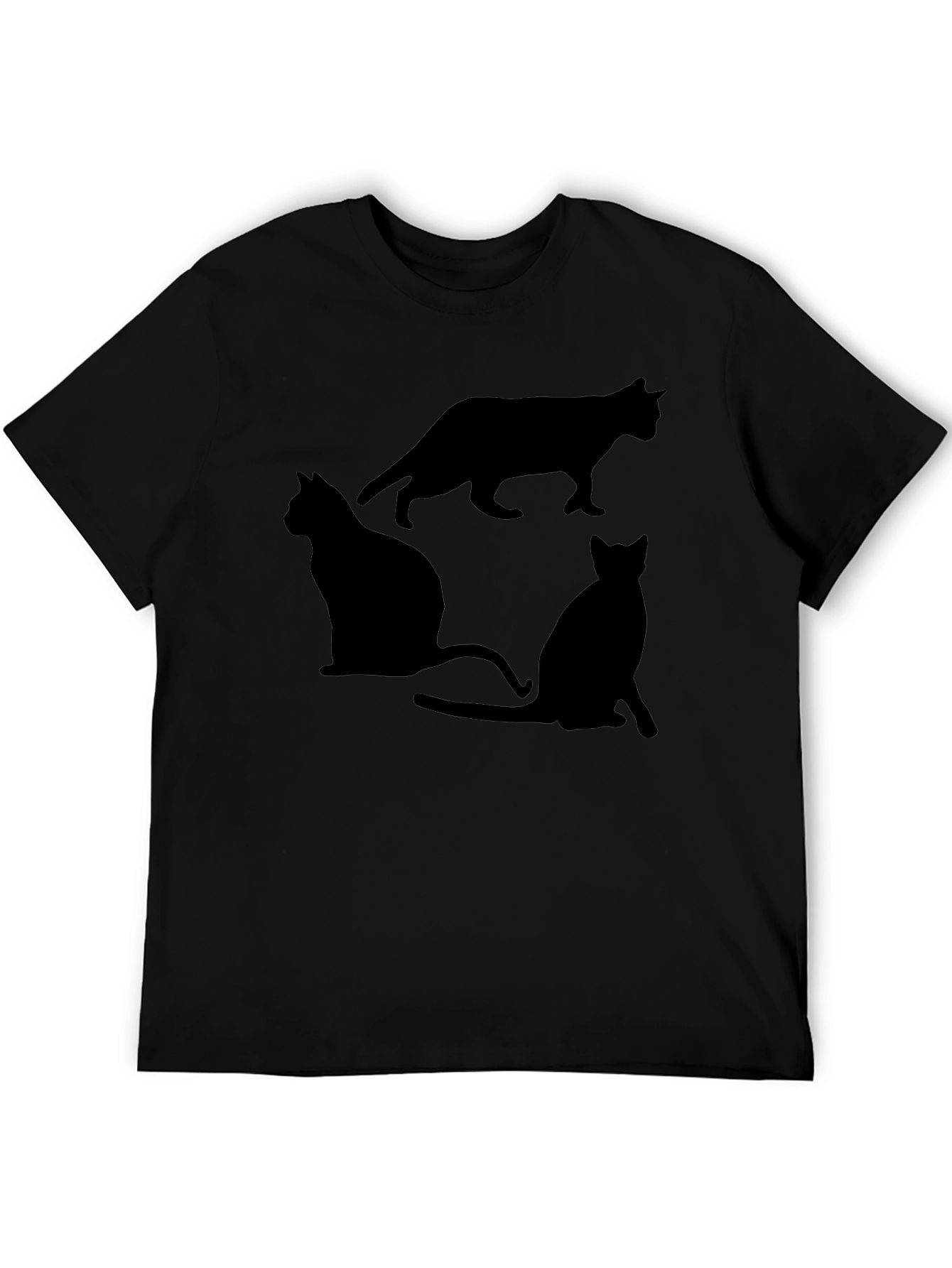 Black Cat Silhouette Graphic T-Shirt