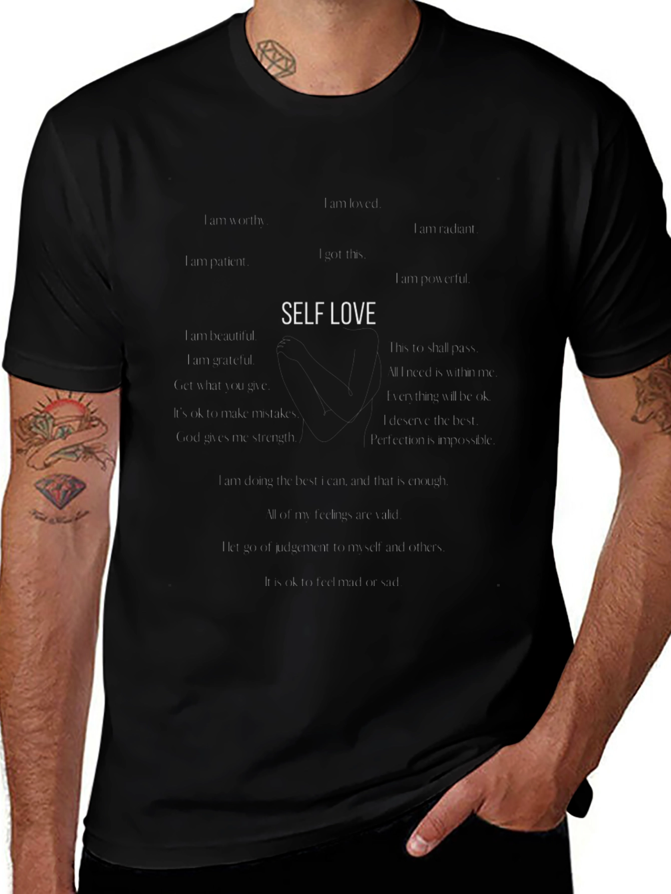 Self Love Affirmations Black T-Shirt