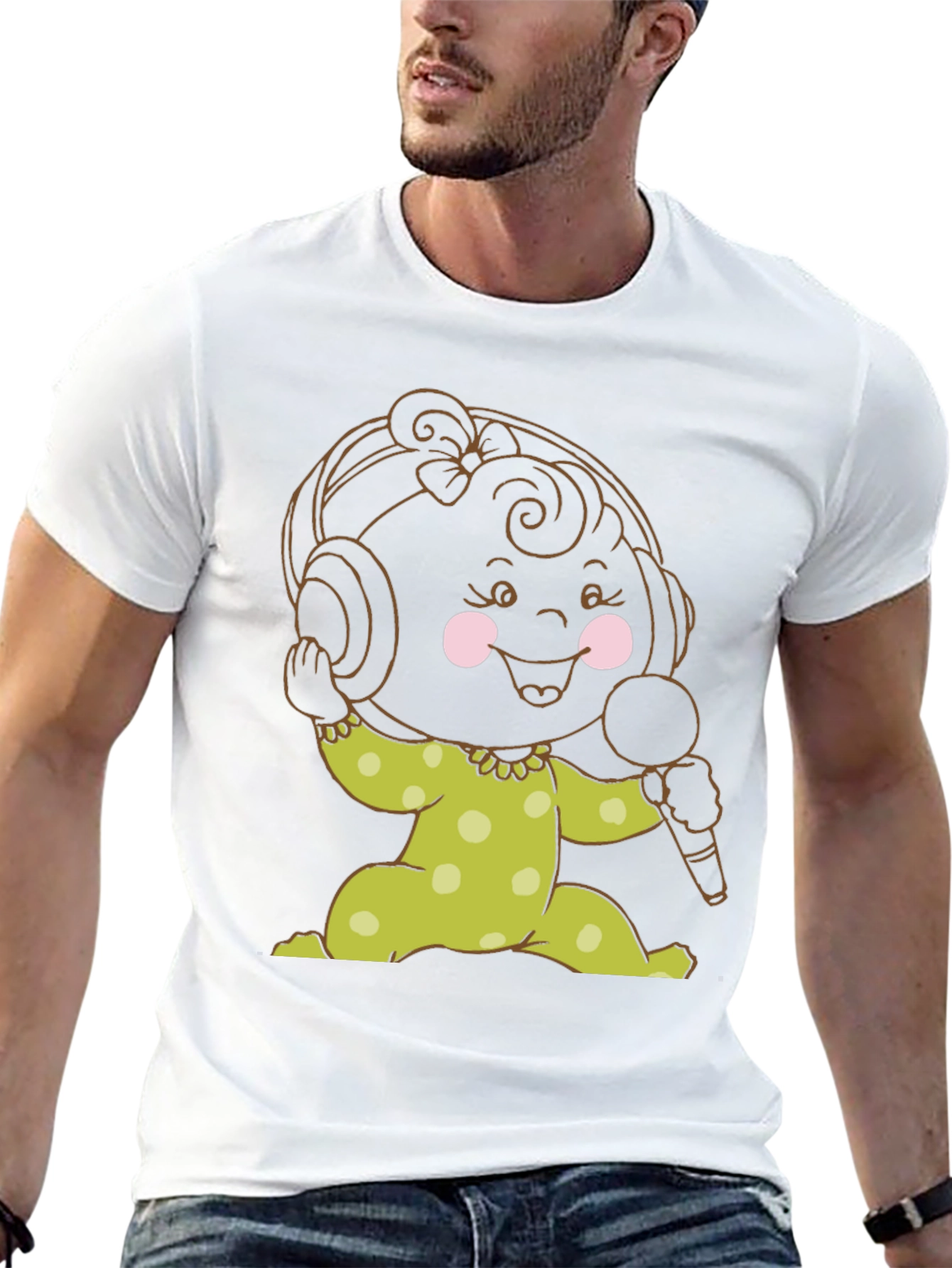 Cartoon Baby DJ Graphic T-Shirt