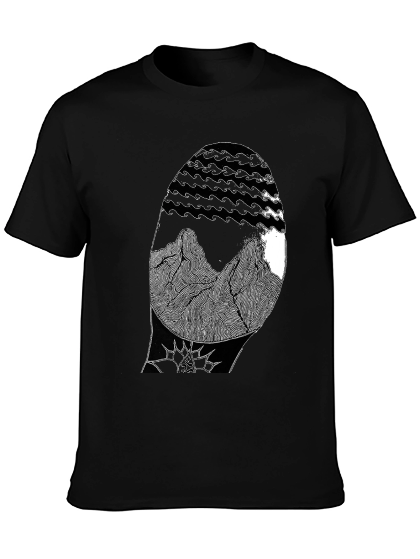 Abstract Mountain Graphic Black T-Shirt
