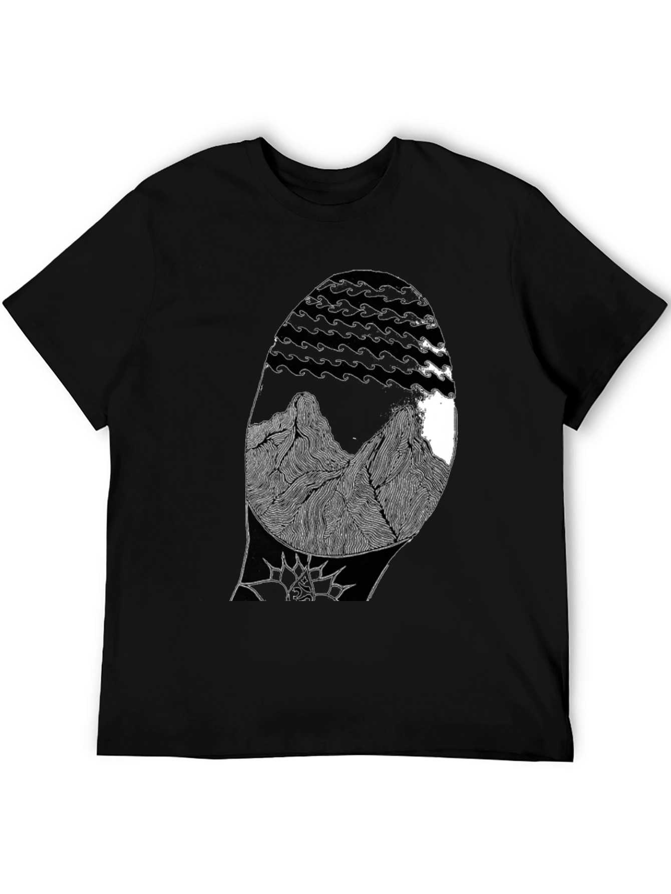 Abstract Mountain Graphic Black T-Shirt