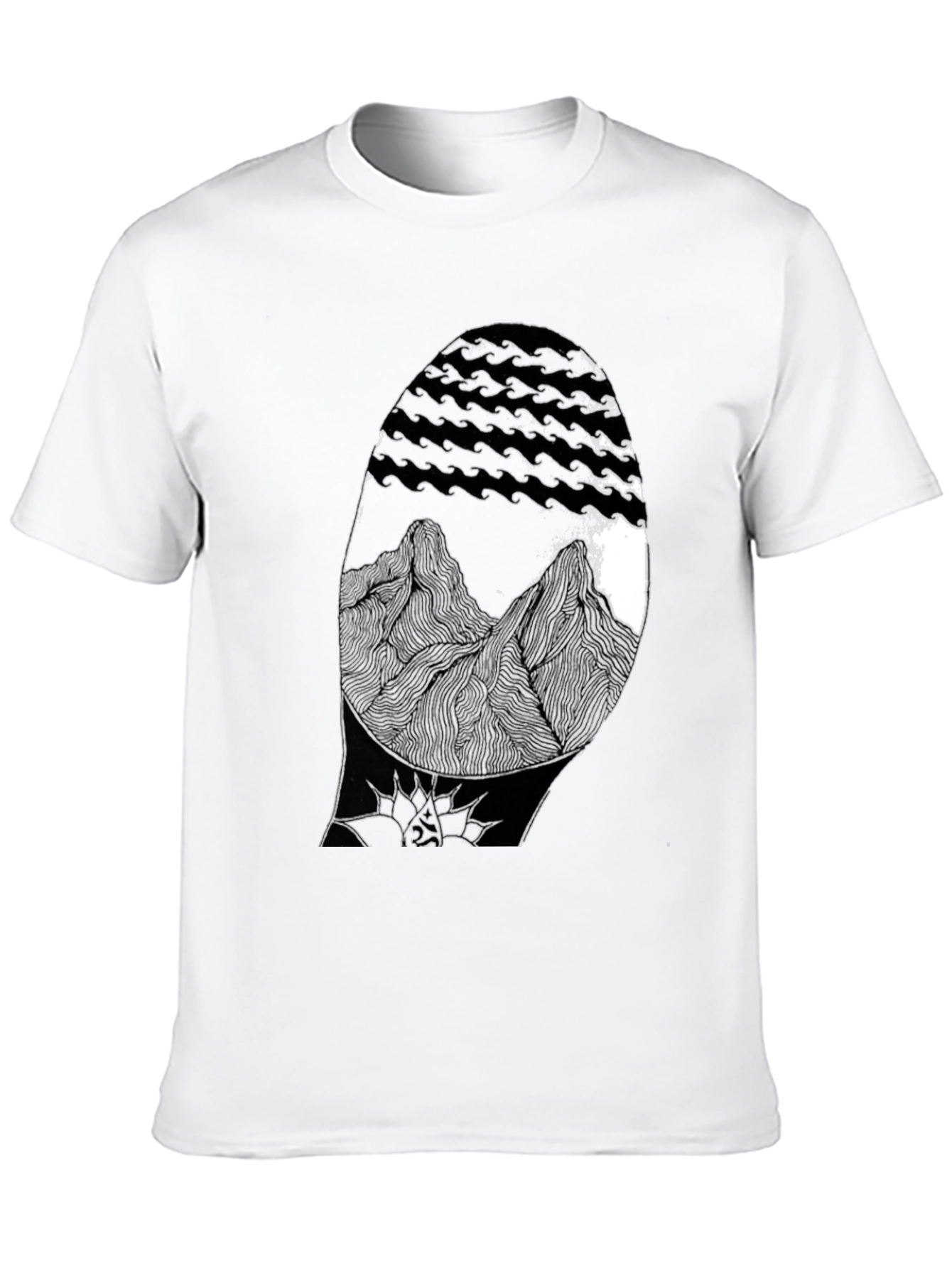 Abstract Mountain Graphic Black T-Shirt
