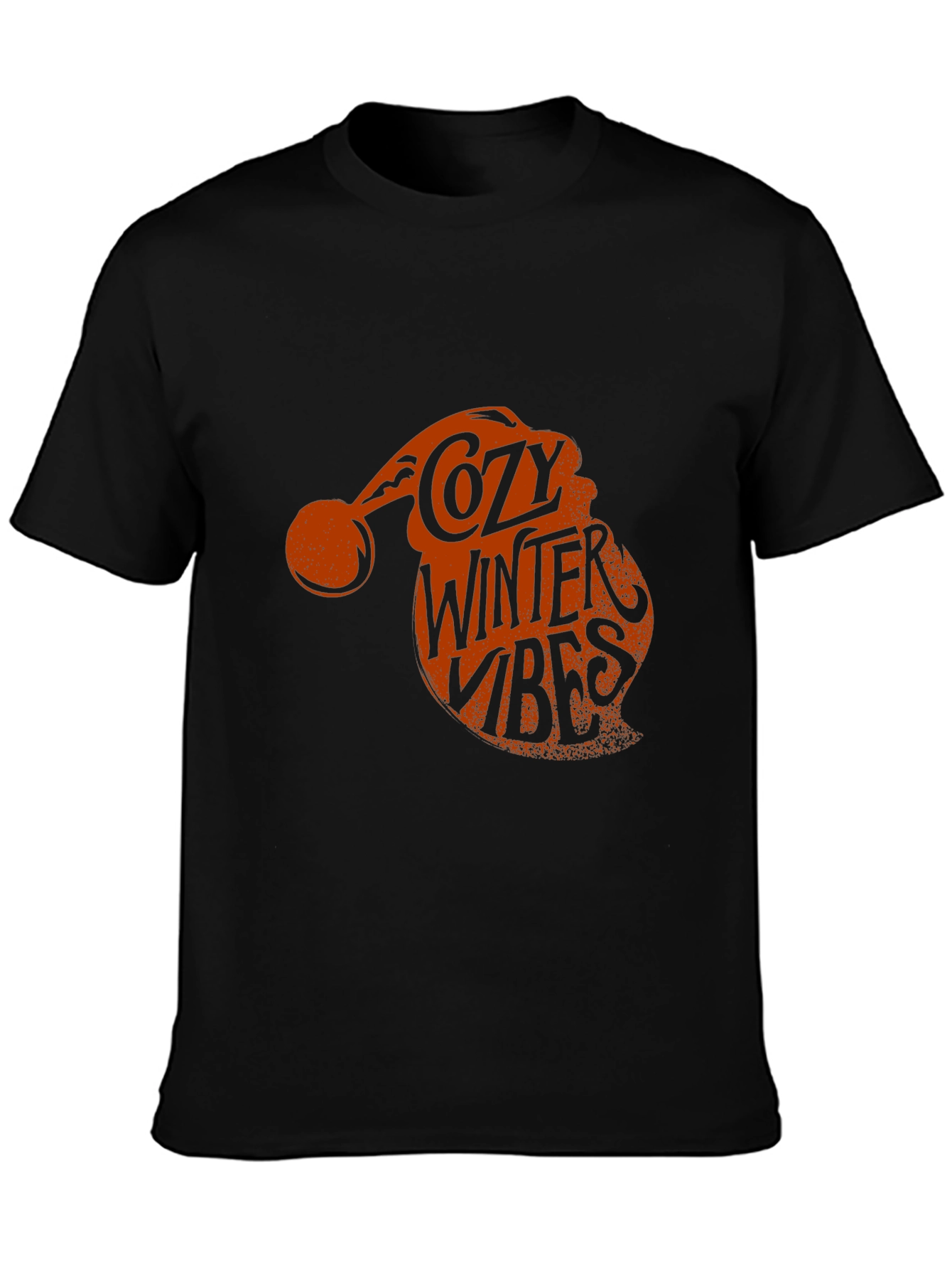 Cozy Winter Vibes Santa Hat Graphic Tee