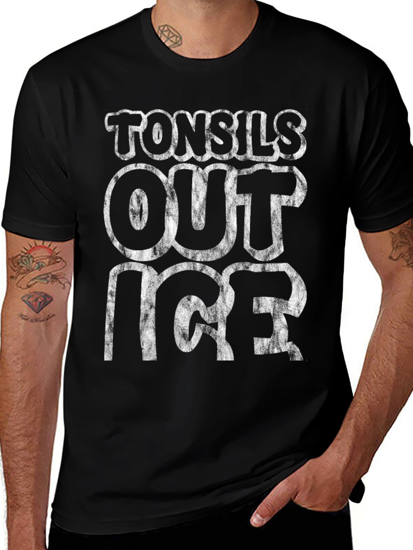Tonsils Out Ice T-Shirt - Black Graphic Tee