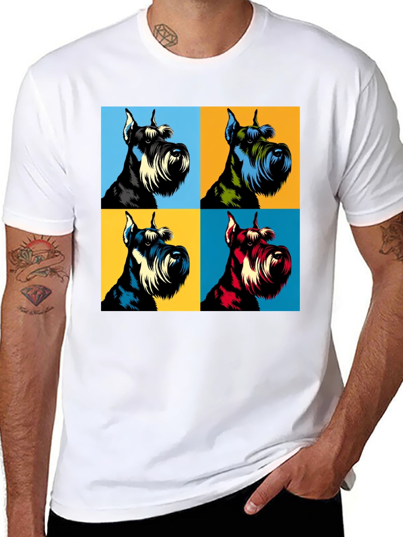 Pop Art Schnauzer Dog T-Shirt - Unique Graphic Tee