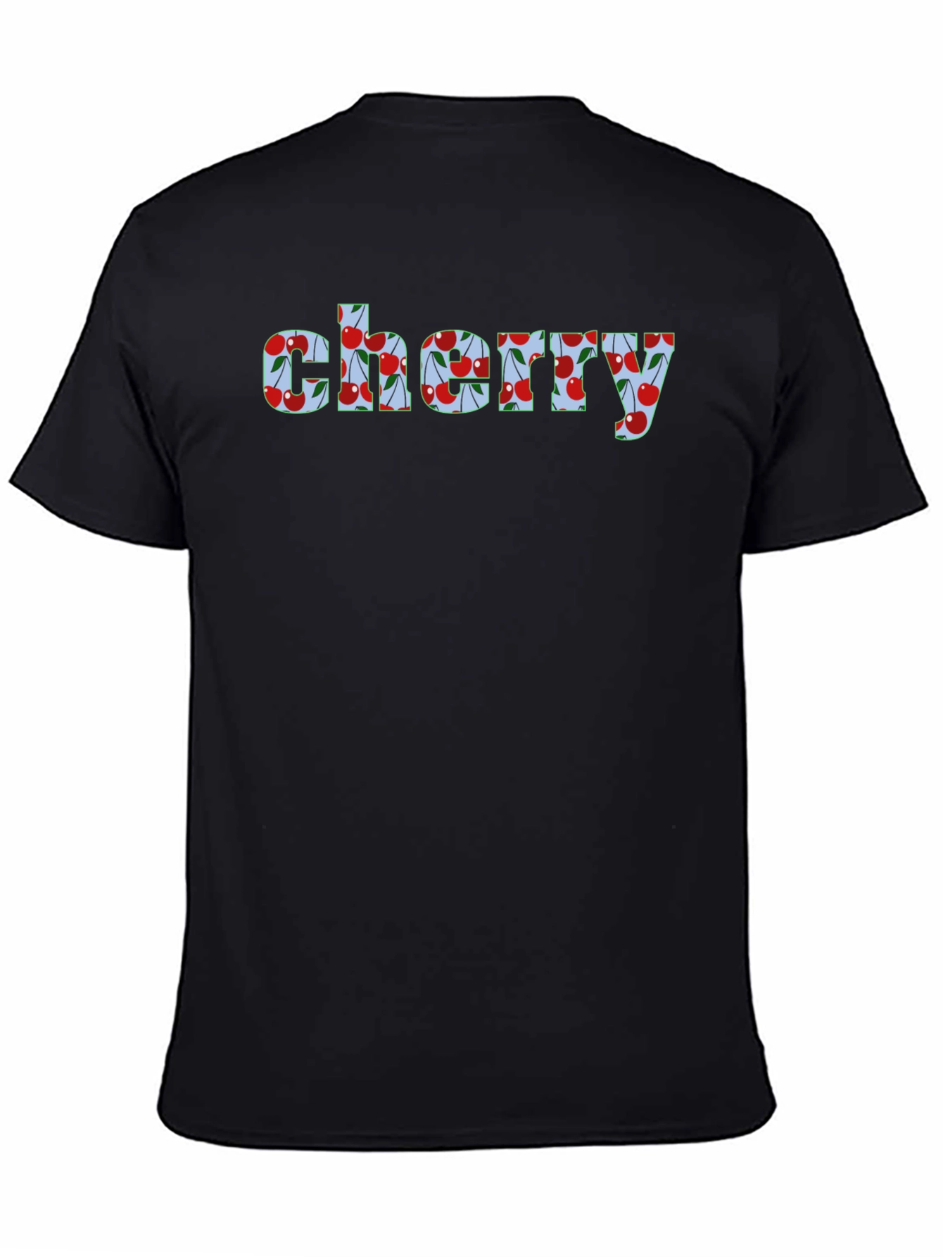 Cherry Print Mens Black Graphic Tee Shirt