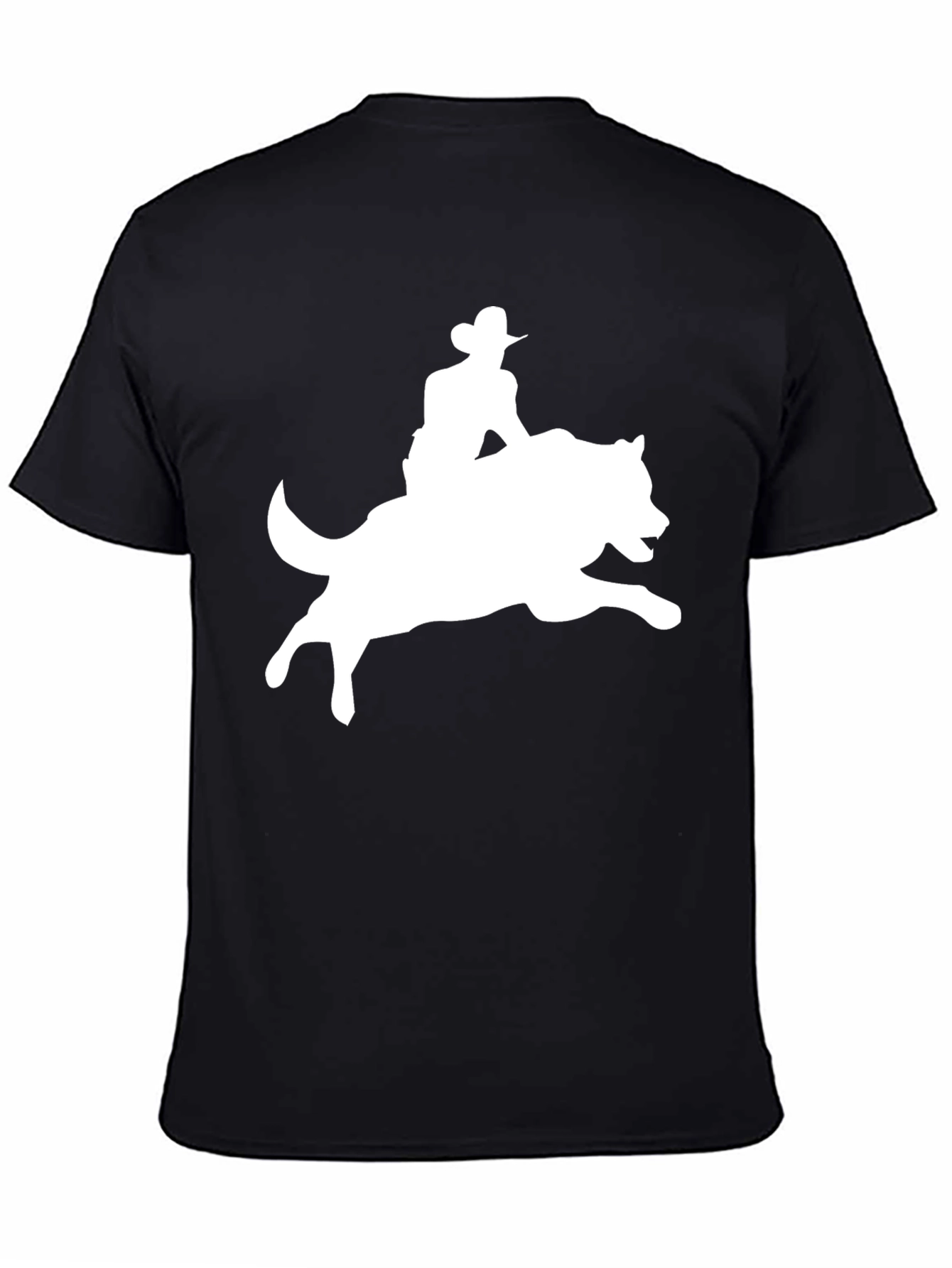 Cowboy Riding a Wolf Graphic Tee - Black T-Shirt