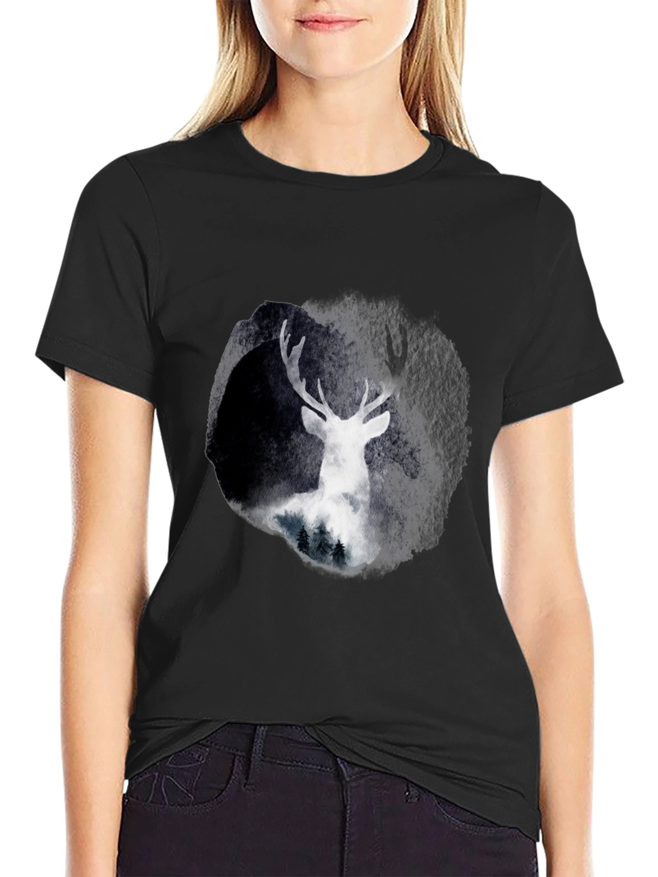 Deer Silhouette Black Tee