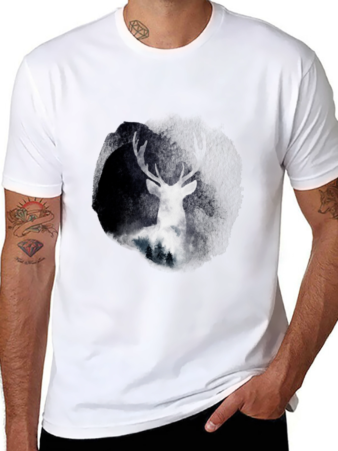 Deer Silhouette Black Tee