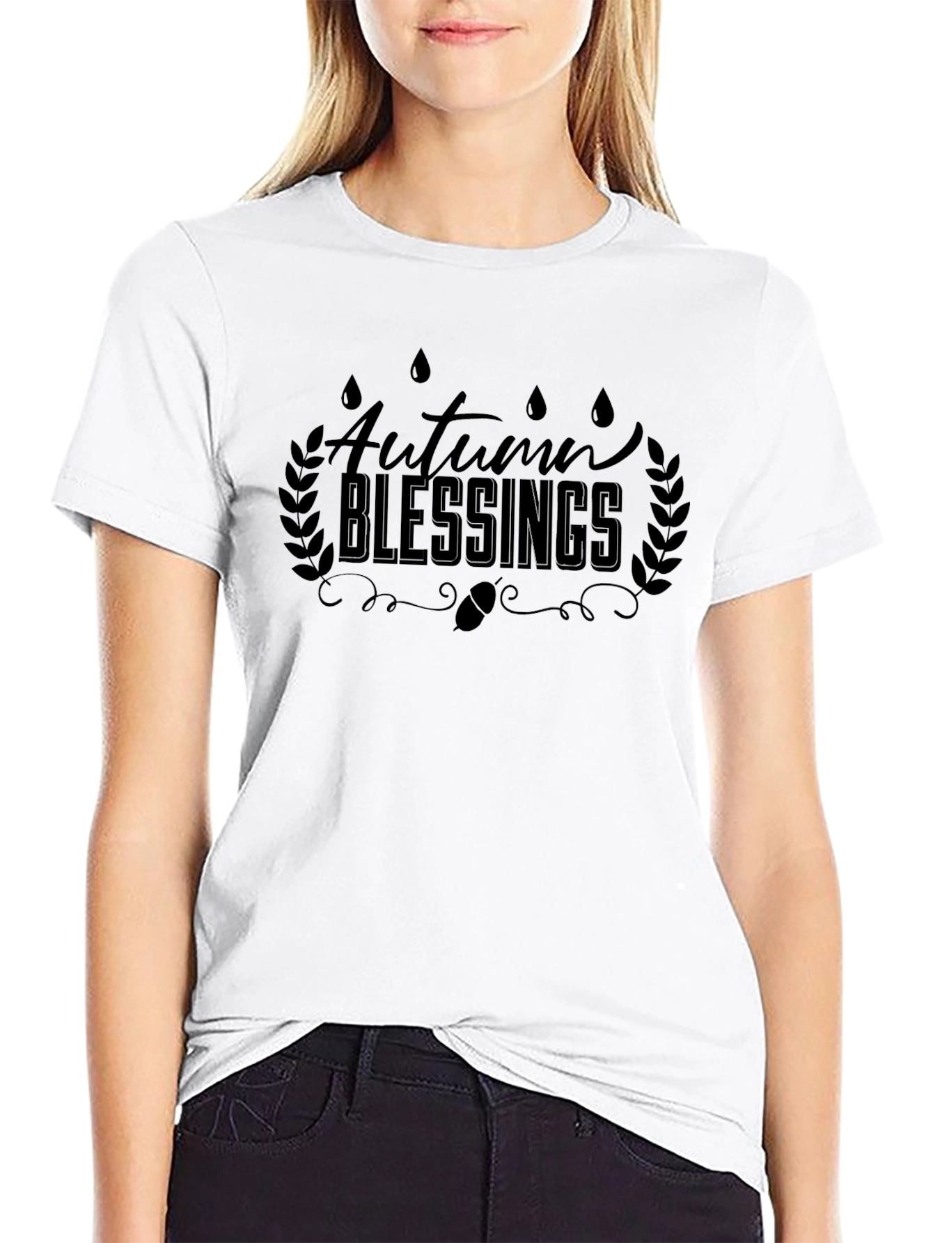 Autumn Blessings Black Graphic T-Shirt