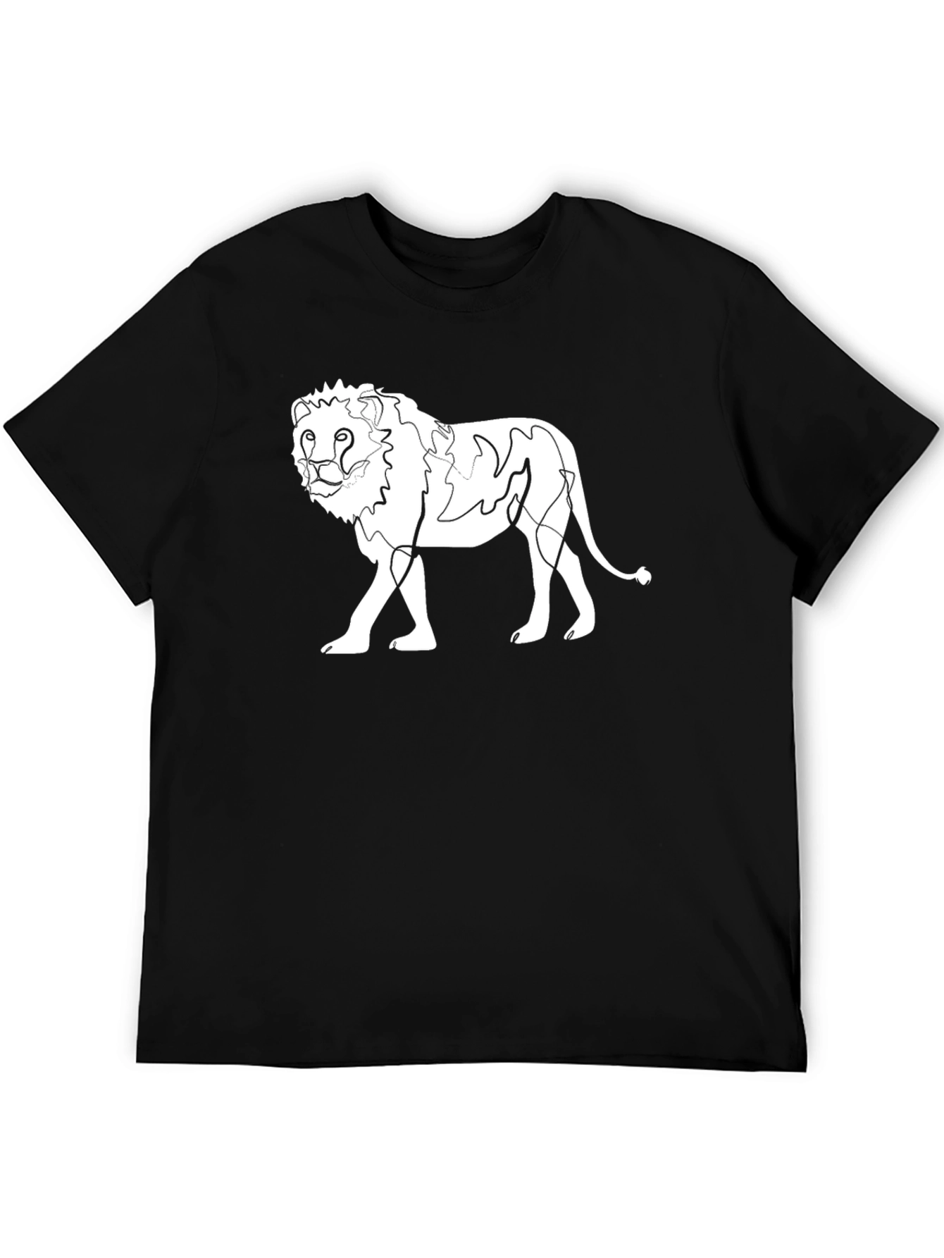 Lion Graphic Tee - Black Cotton T-Shirt