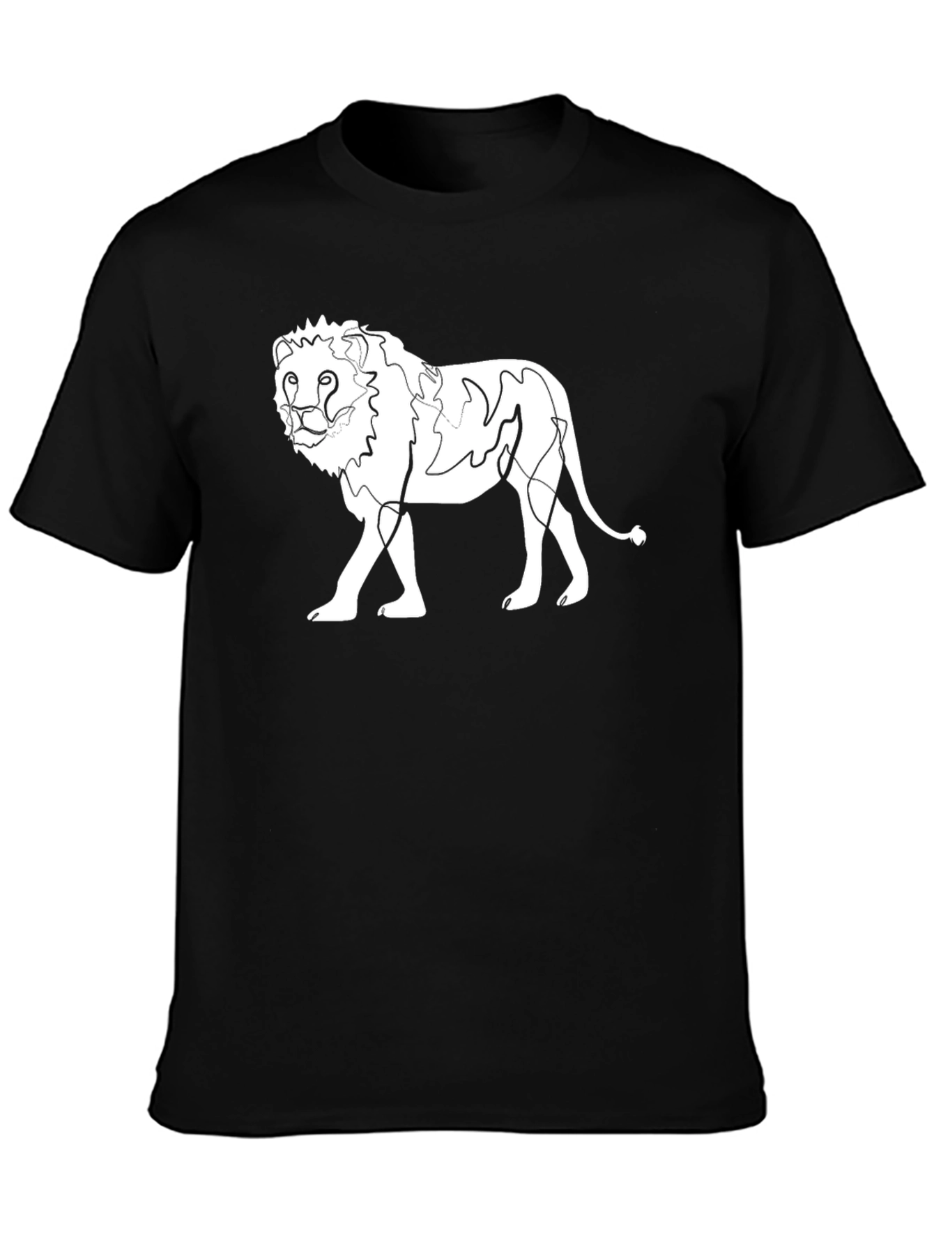 Lion Graphic Tee - Black Cotton T-Shirt