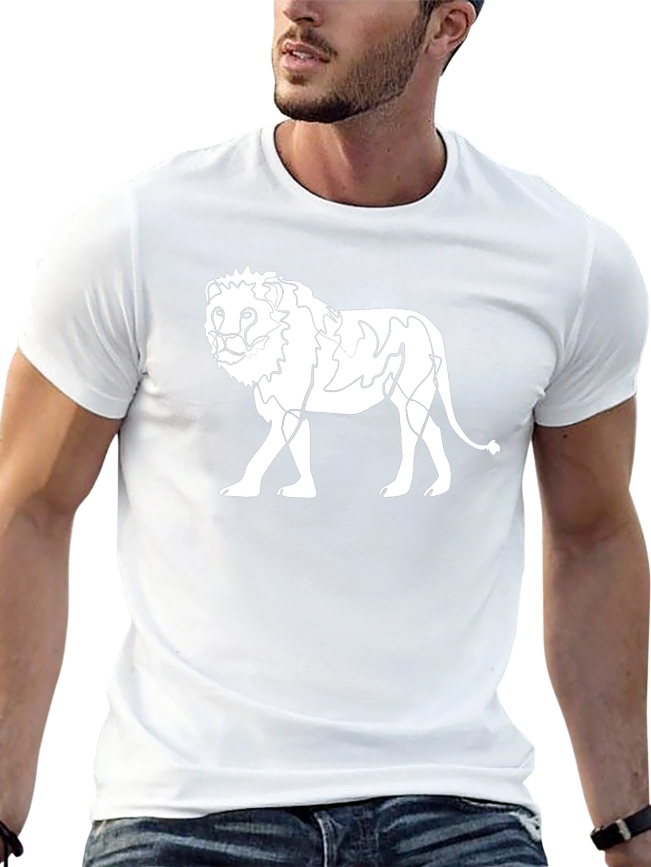 Lion Graphic Tee - Black Cotton T-Shirt