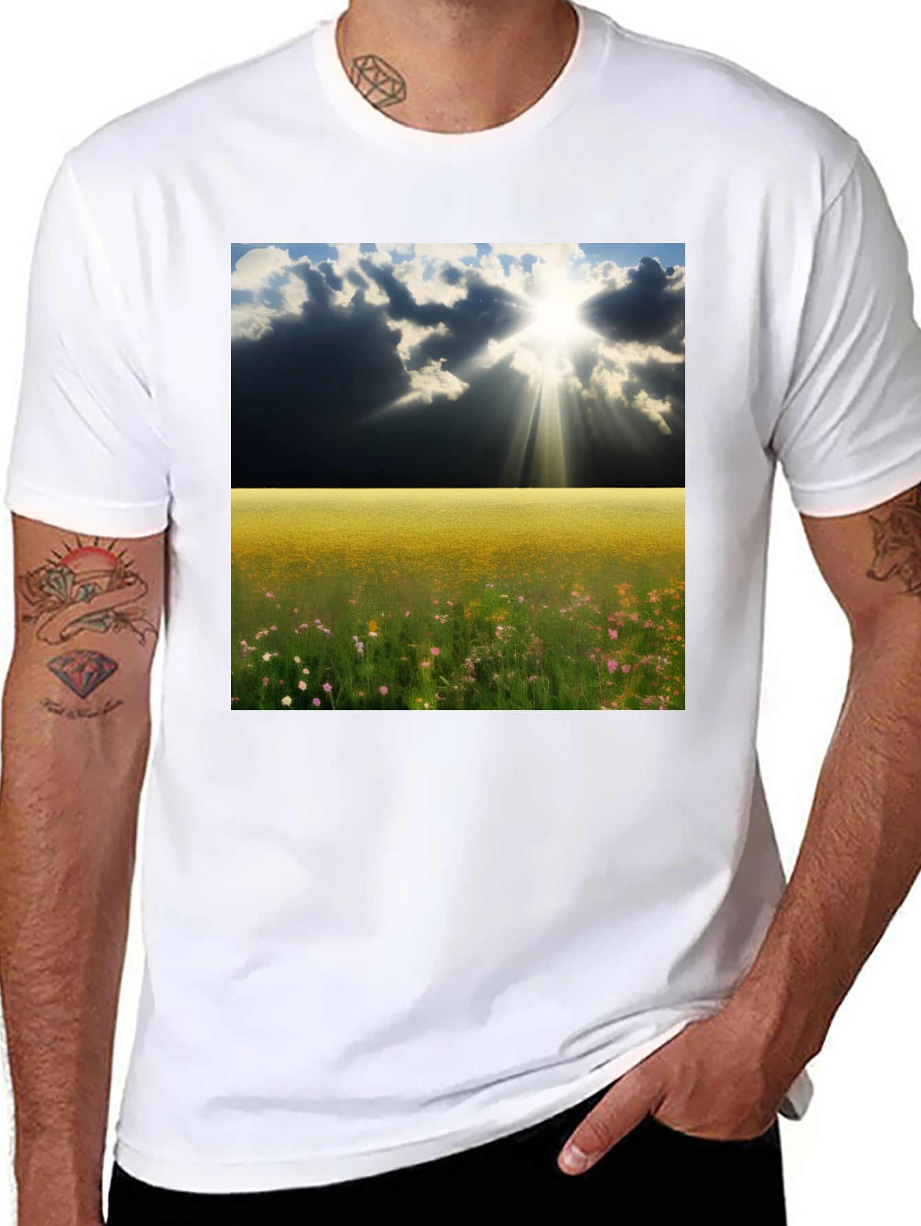 Scenic Meadow Graphic Tee - Mens Black T-Shirt