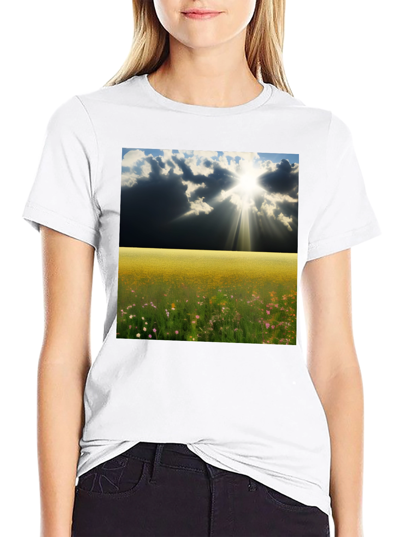Scenic Meadow Graphic Tee - Mens Black T-Shirt
