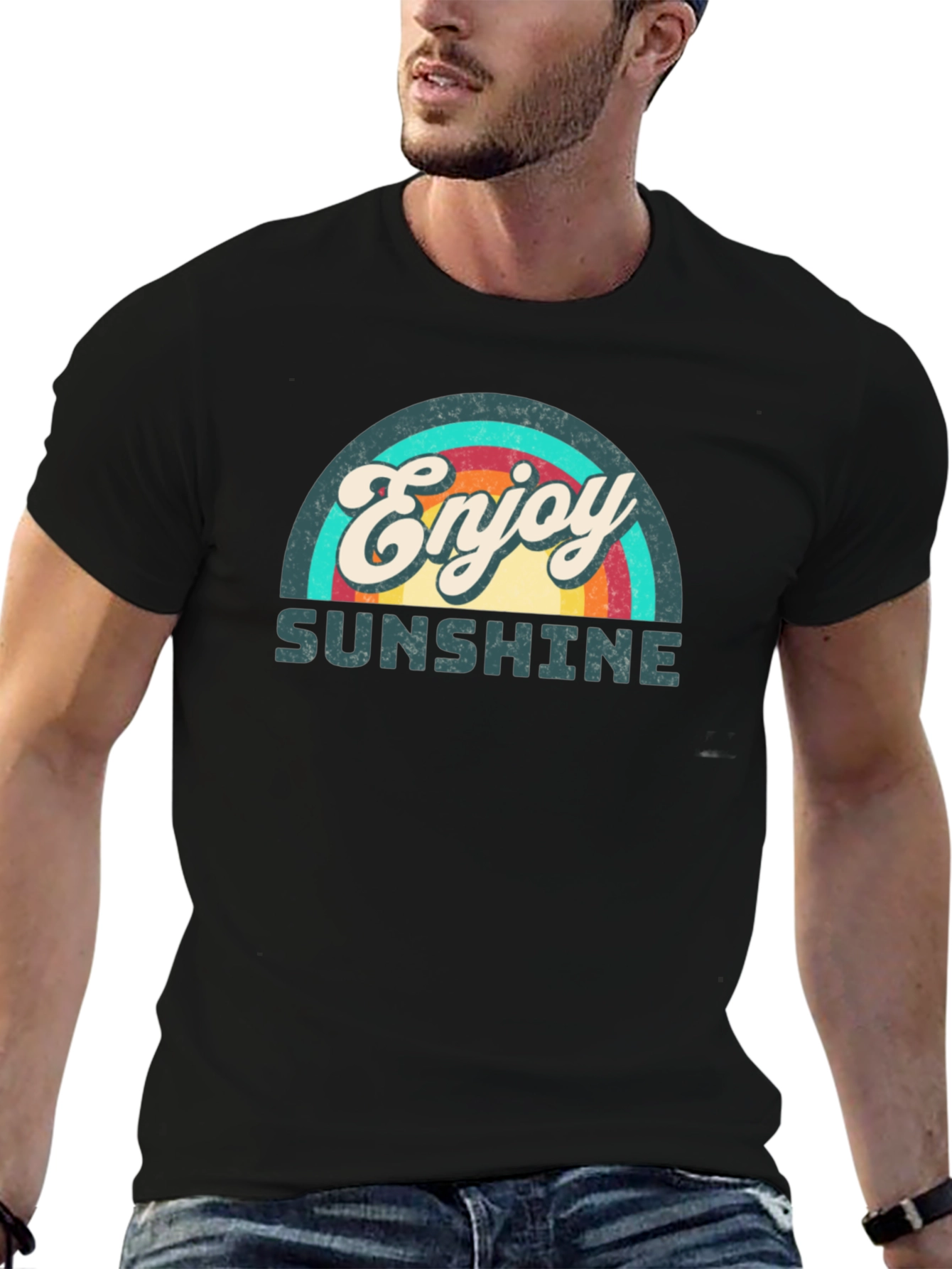 Enjoy Sunshine Retro Graphic T-Shirt - Classic Black Tee