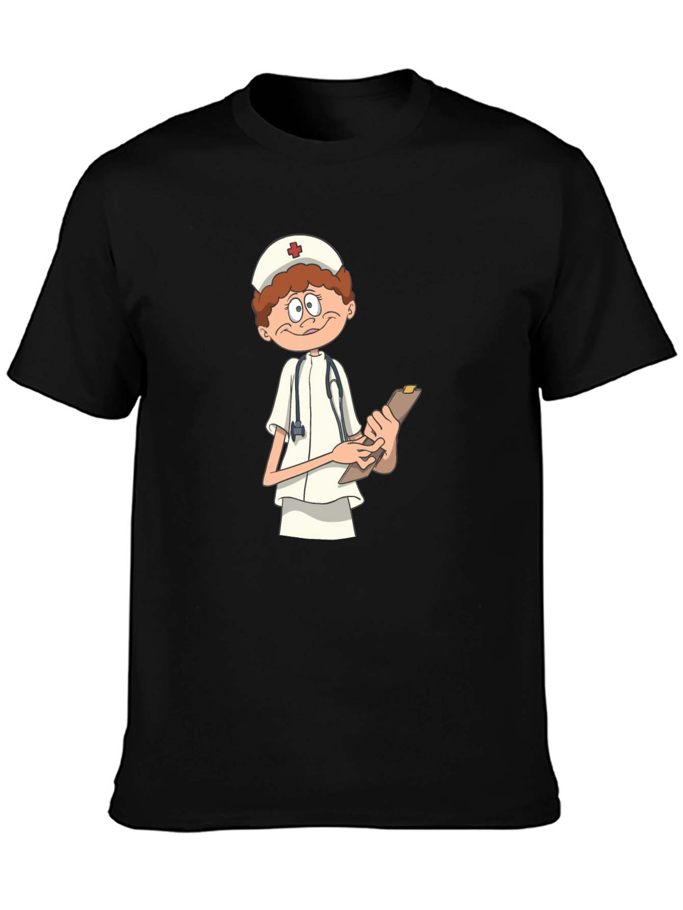 Cartoon Nurse T-Shirt - Black Graphic Tee