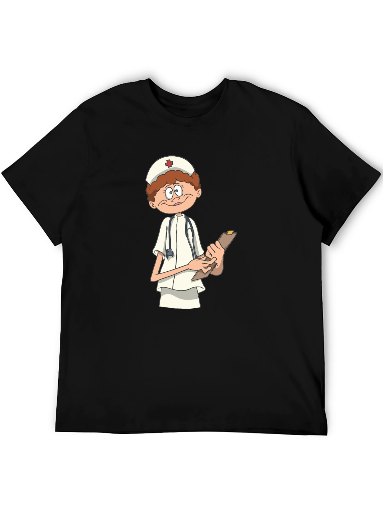 Cartoon Nurse T-Shirt - Black Graphic Tee