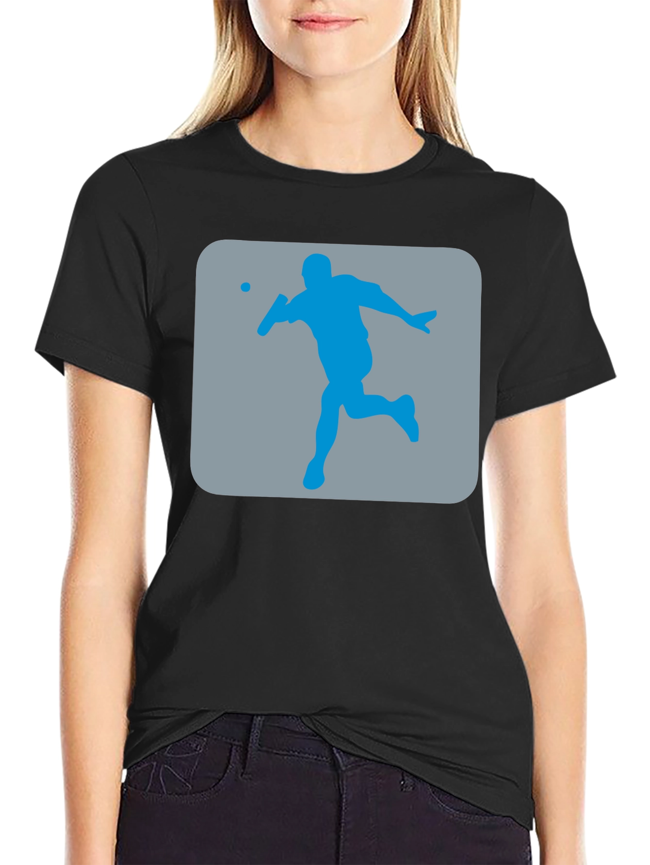 Squash Player Graphic T-Shirt - Black