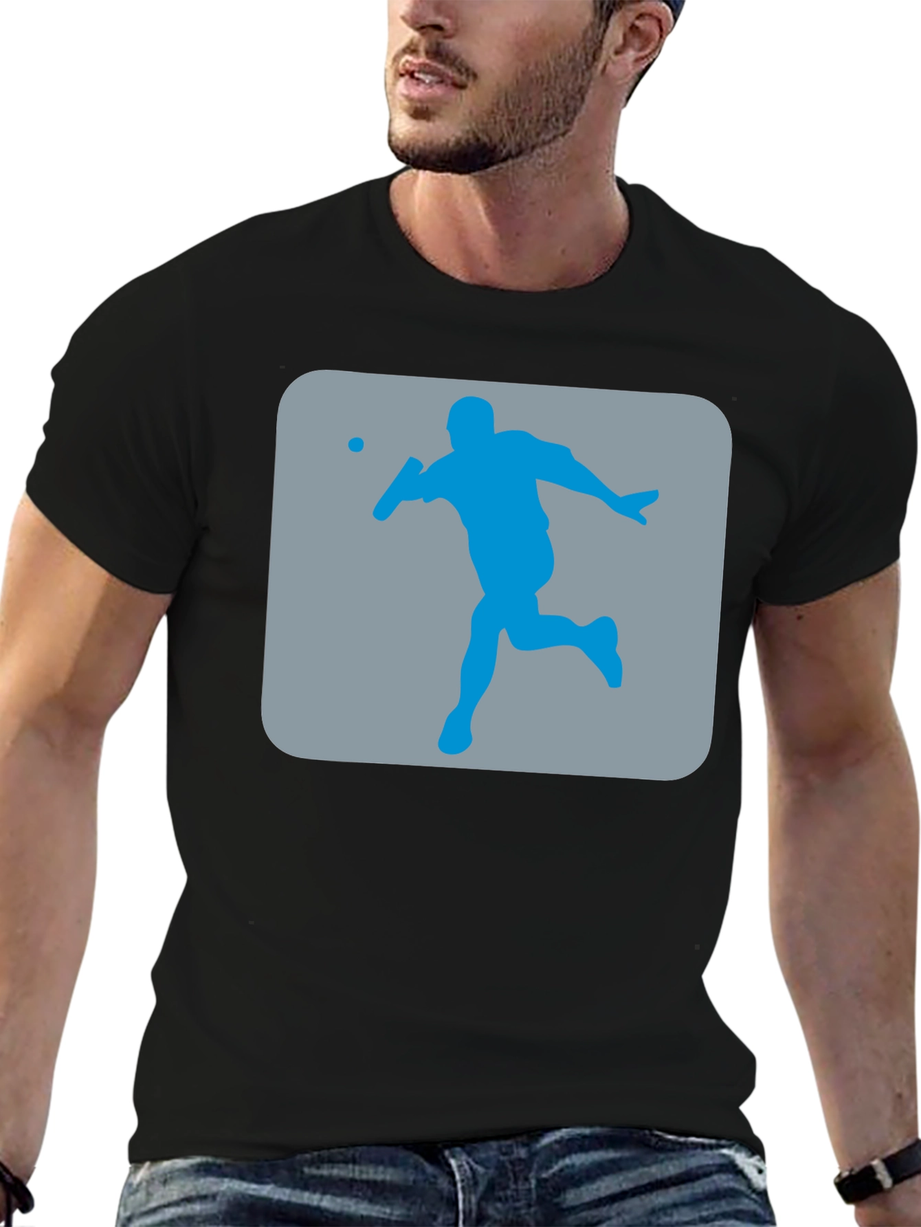 Squash Player Graphic T-Shirt - Black