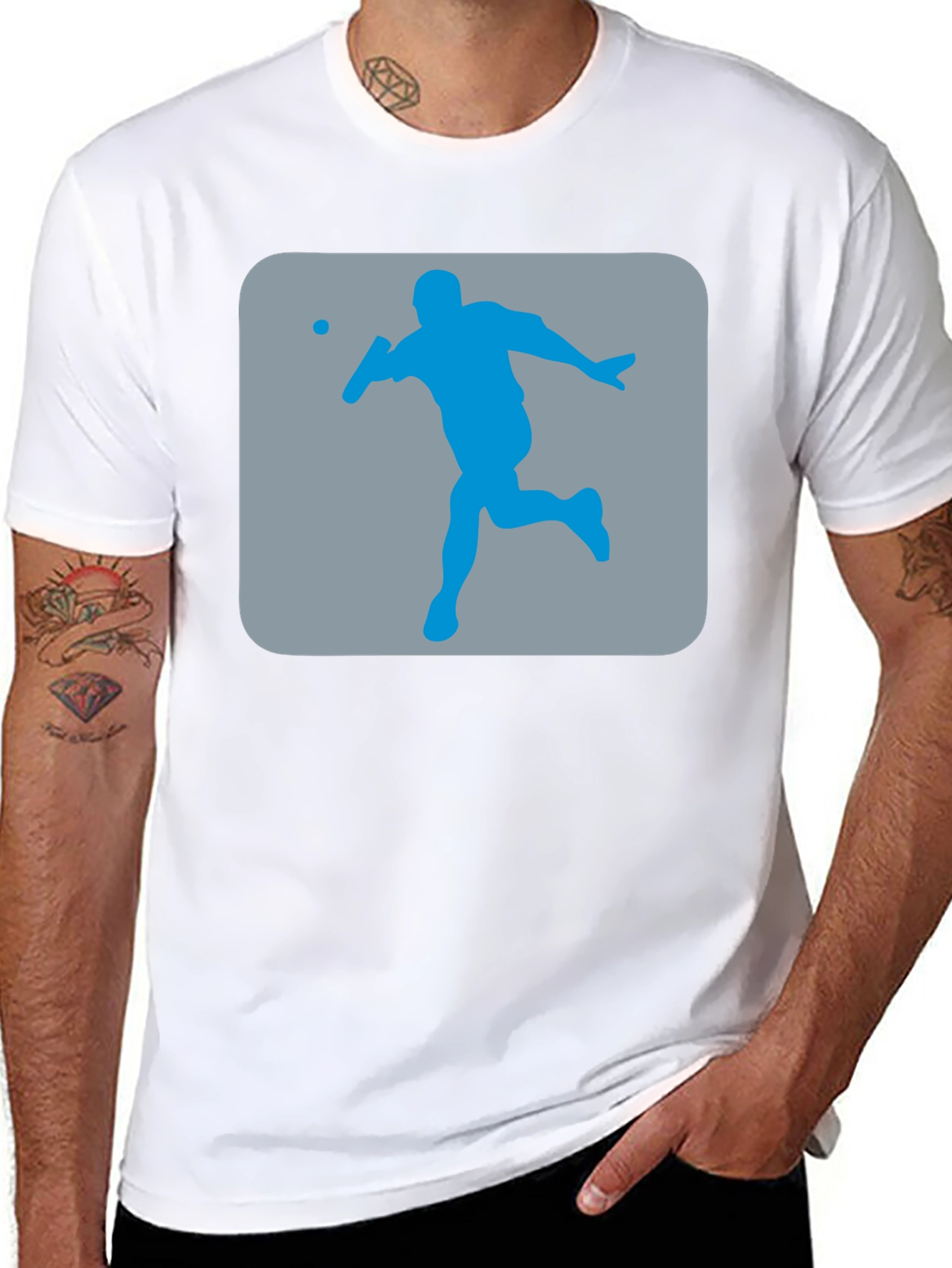 Squash Player Graphic T-Shirt - Black