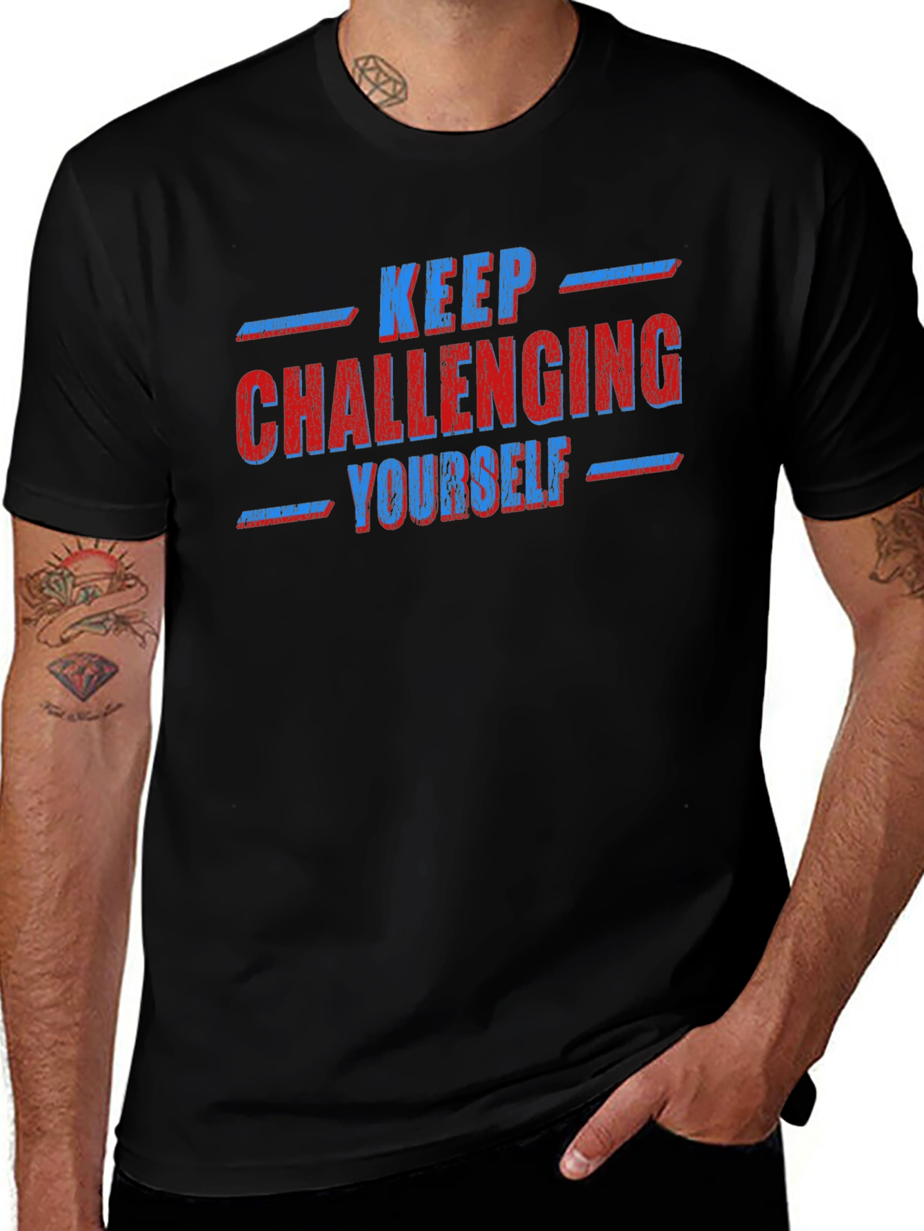 Keep Challenging Yourself Graphic Tee - Black