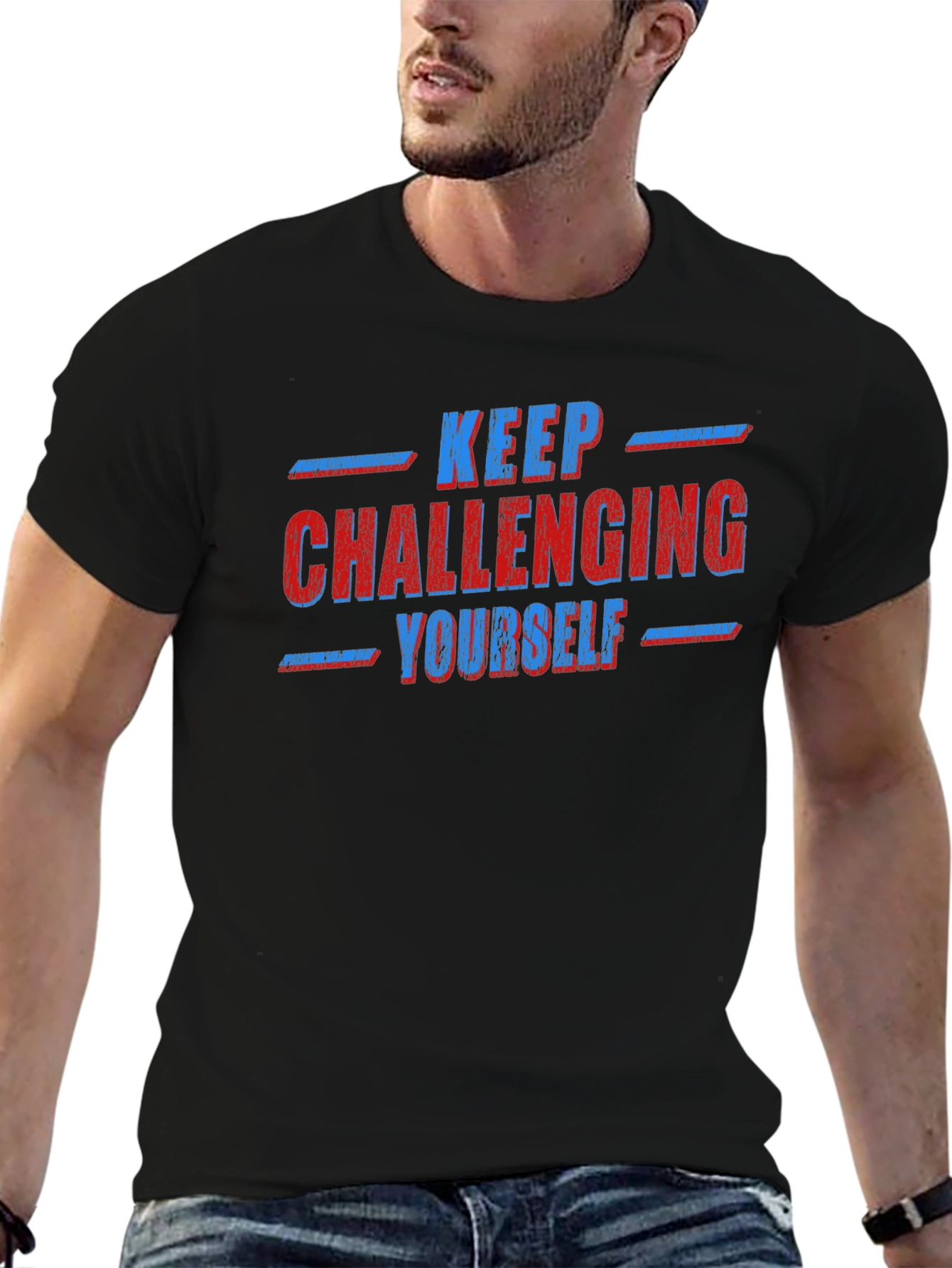 Keep Challenging Yourself Graphic Tee - Black