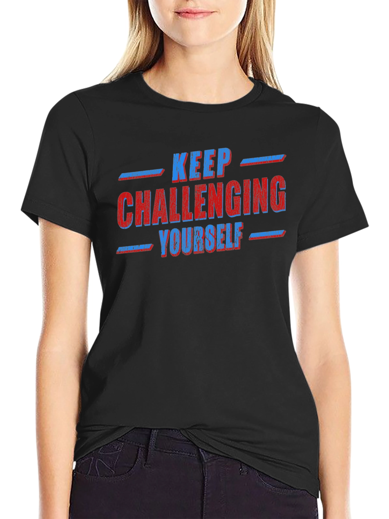 Keep Challenging Yourself Graphic Tee - Black